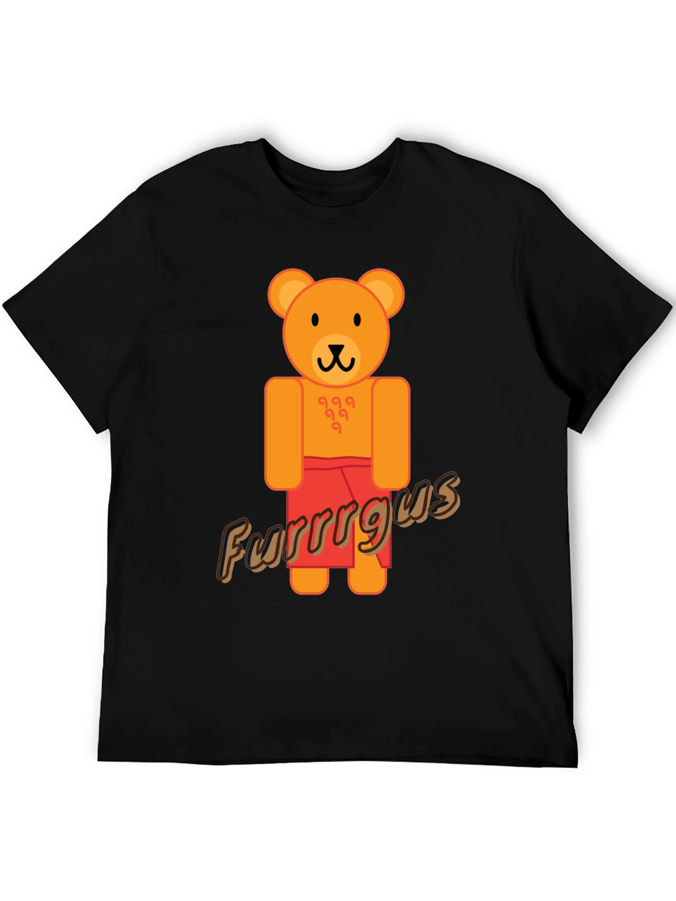 Cute Cartoon Bear Graphic Black T-Shirt