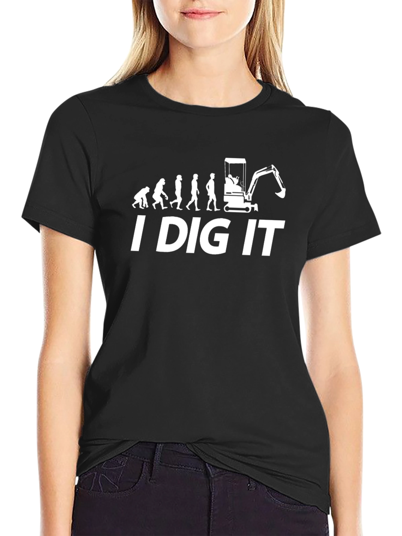 I Dig It Funny Excavator Evolution Black T-Shirt