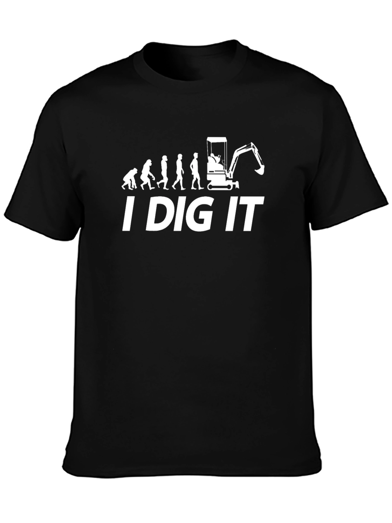 I Dig It Funny Excavator Evolution Black T-Shirt