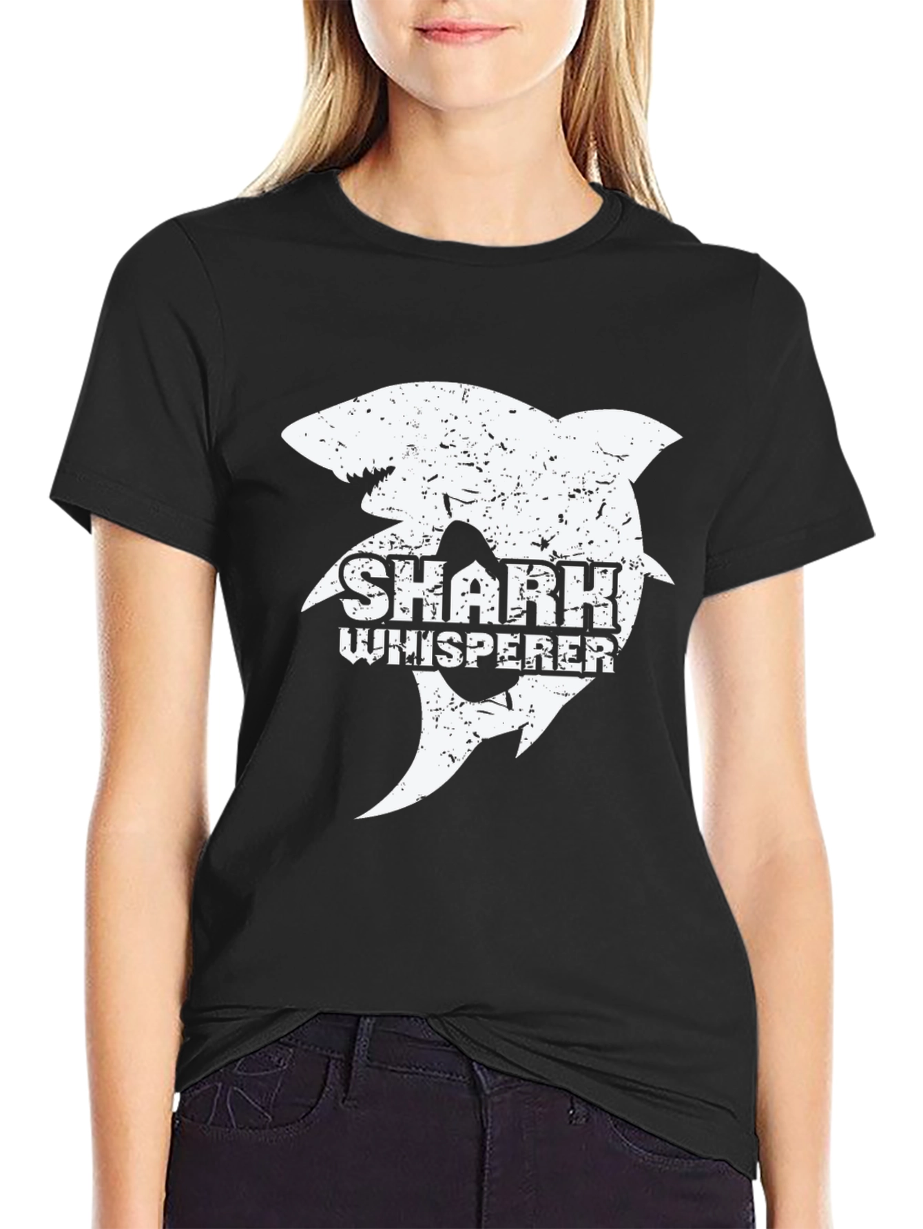 Shark Whisperer Graphic Tee - Black Cotton