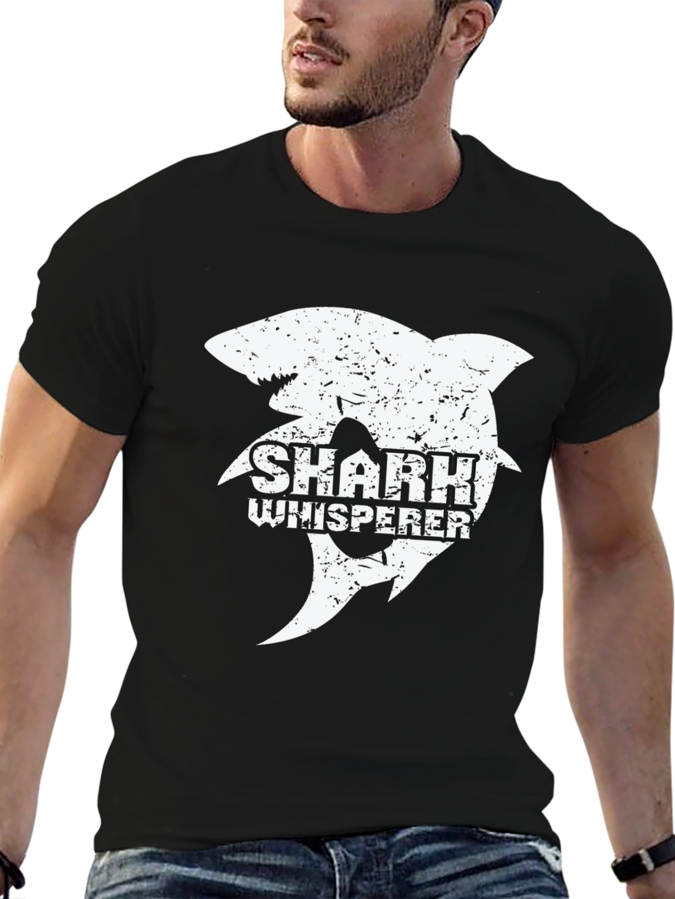 Shark Whisperer Graphic Tee - Black Cotton