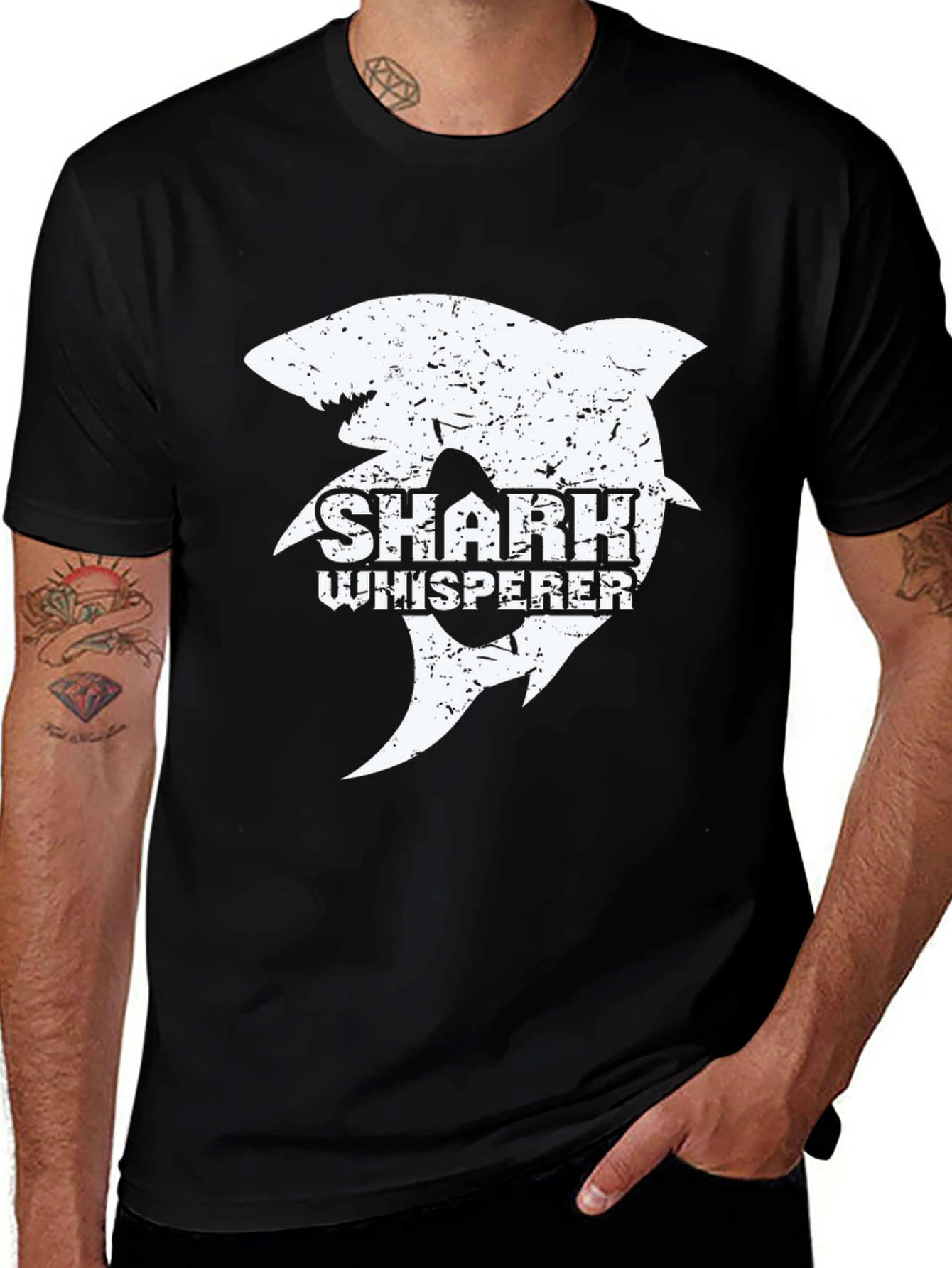 Shark Whisperer Graphic Tee - Black Cotton
