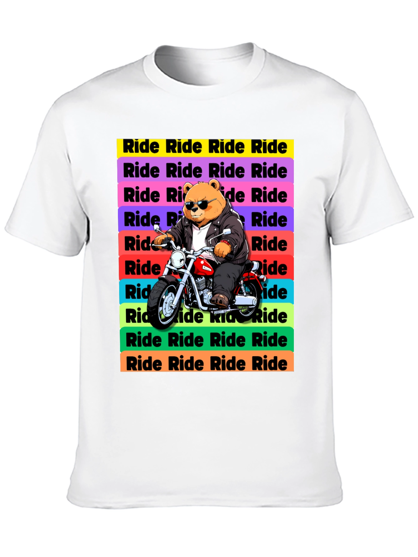 Bear Rider Graphic T-Shirt - Cool Biker Tee