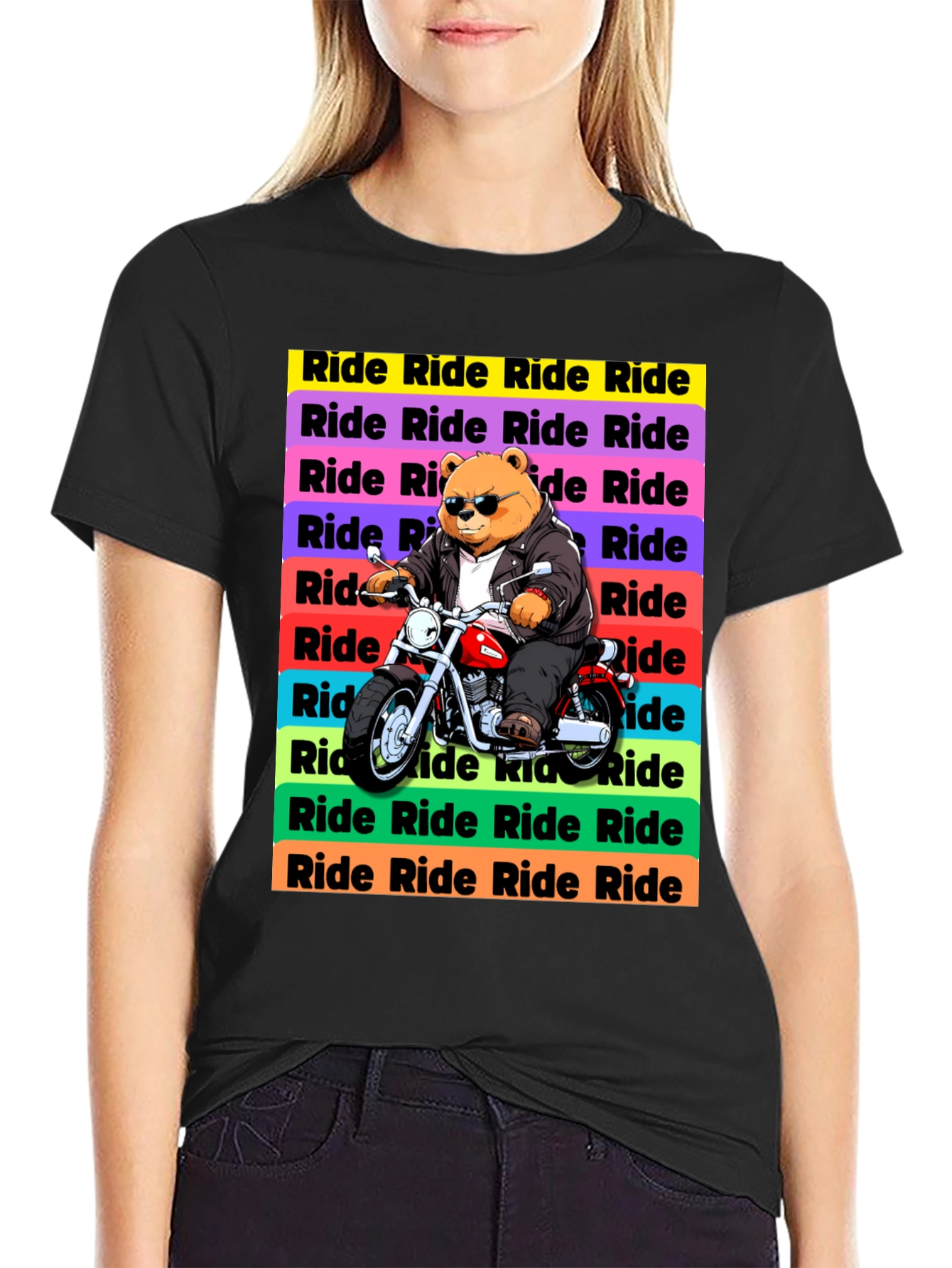 Bear Rider Graphic T-Shirt - Cool Biker Tee