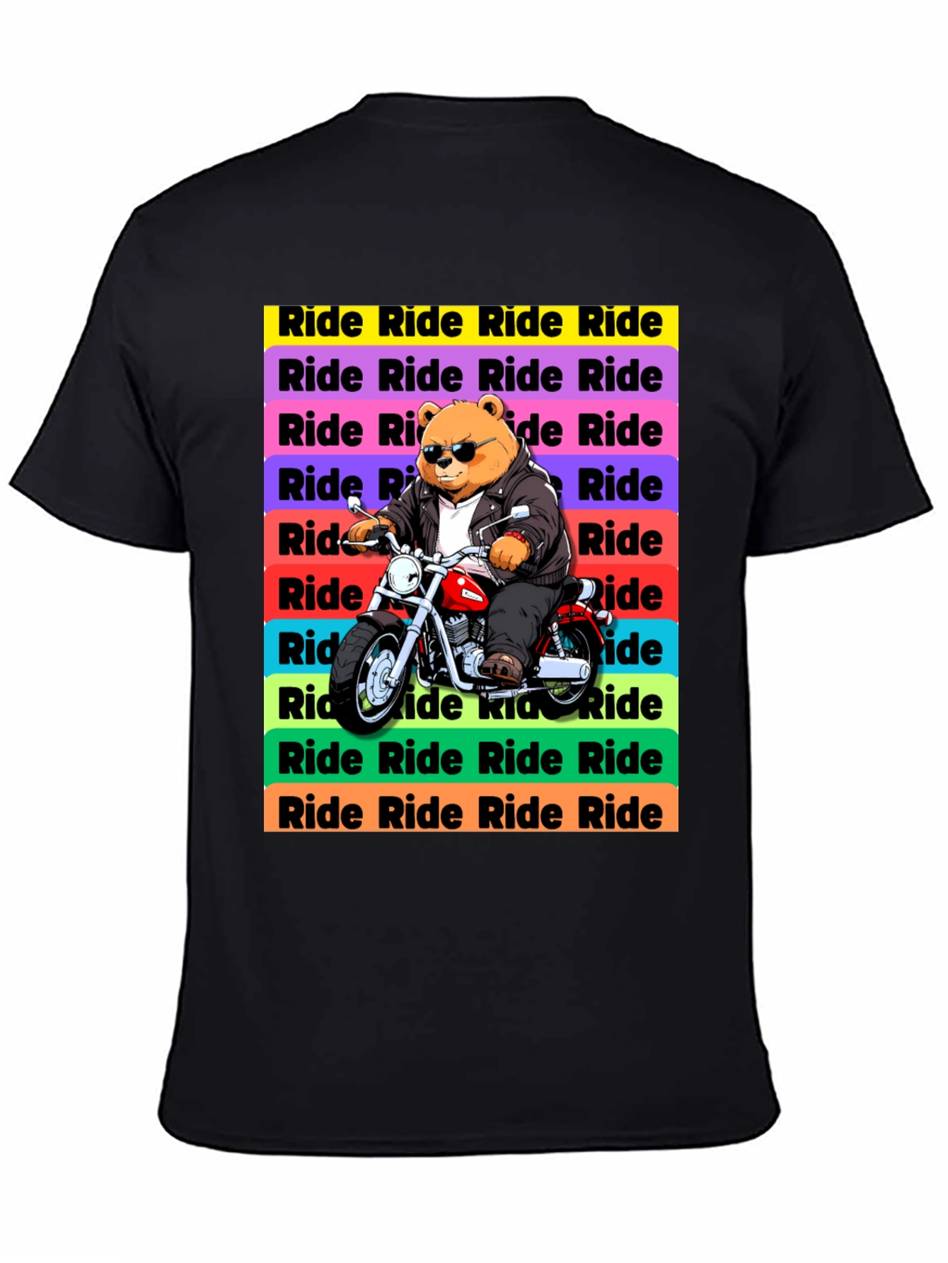 Bear Rider Graphic T-Shirt - Cool Biker Tee