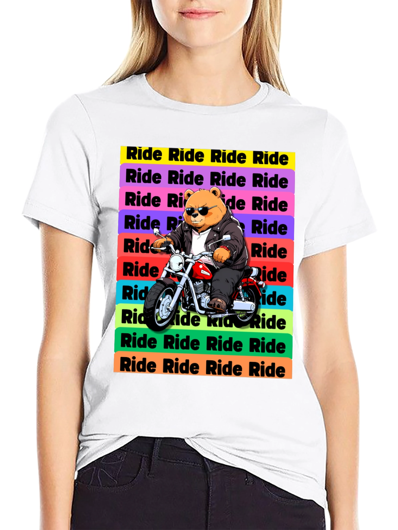Bear Rider Graphic T-Shirt - Cool Biker Tee