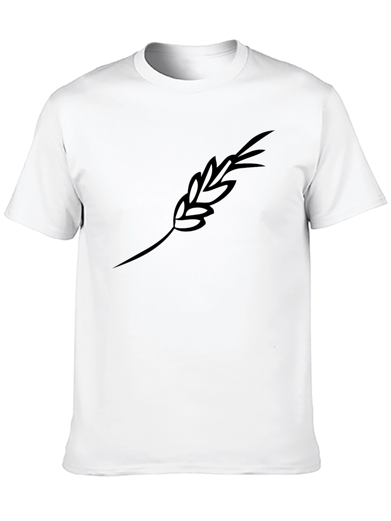 Black T-Shirt with Wheat Stalk Design