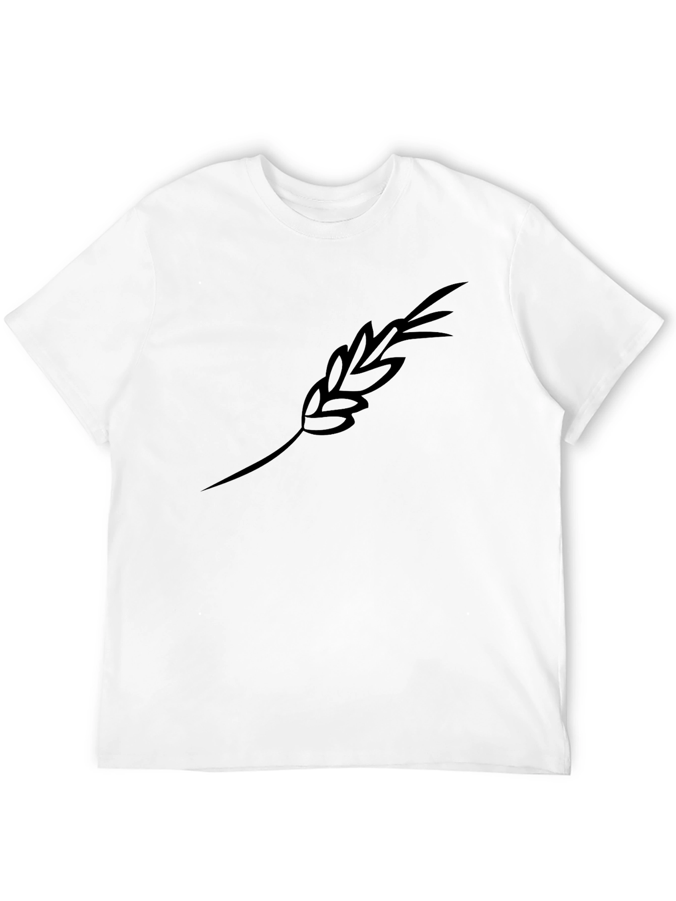 Black T-Shirt with Wheat Stalk Design