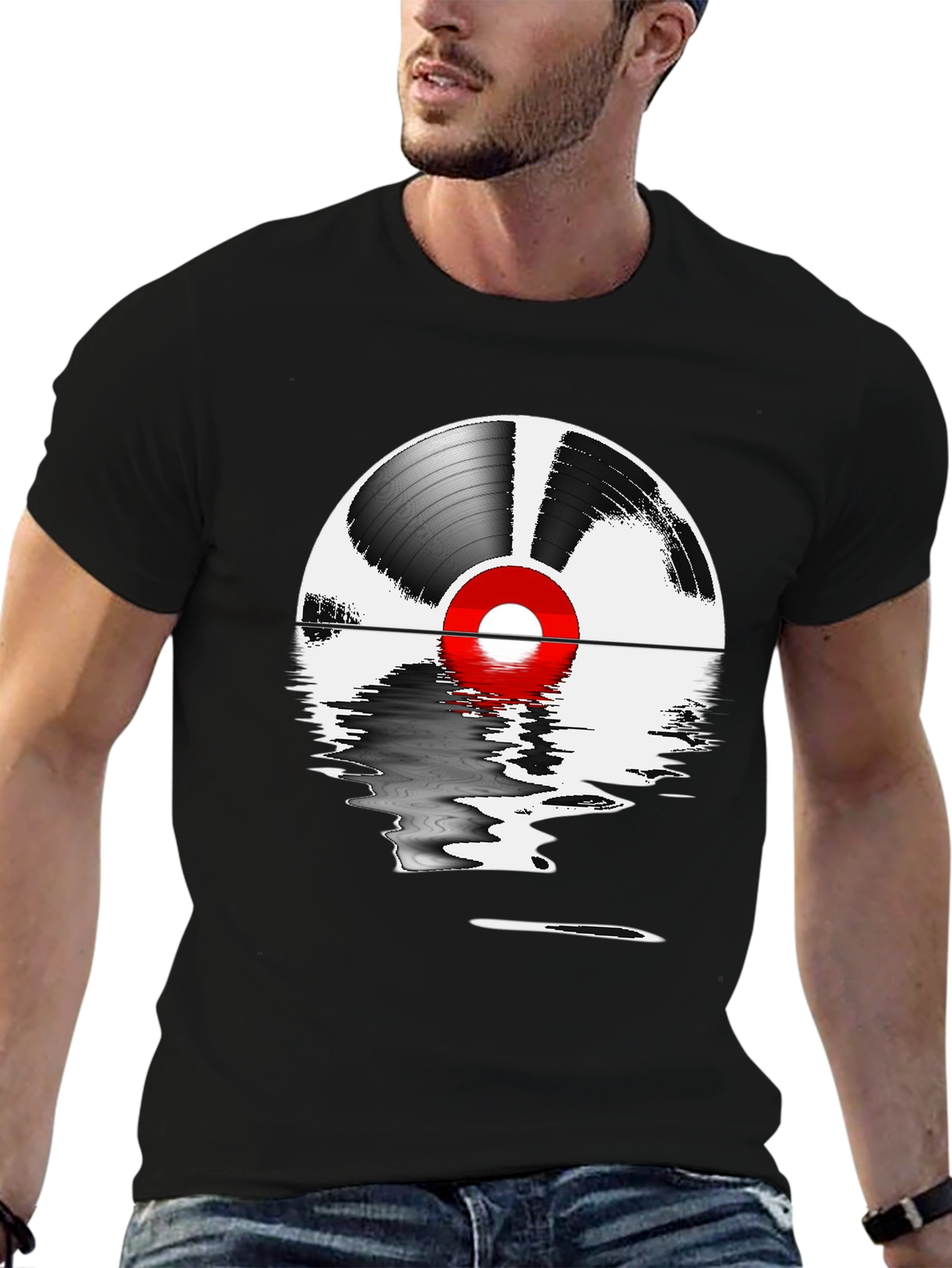 Vinyl Record Reflection Graphic Tee