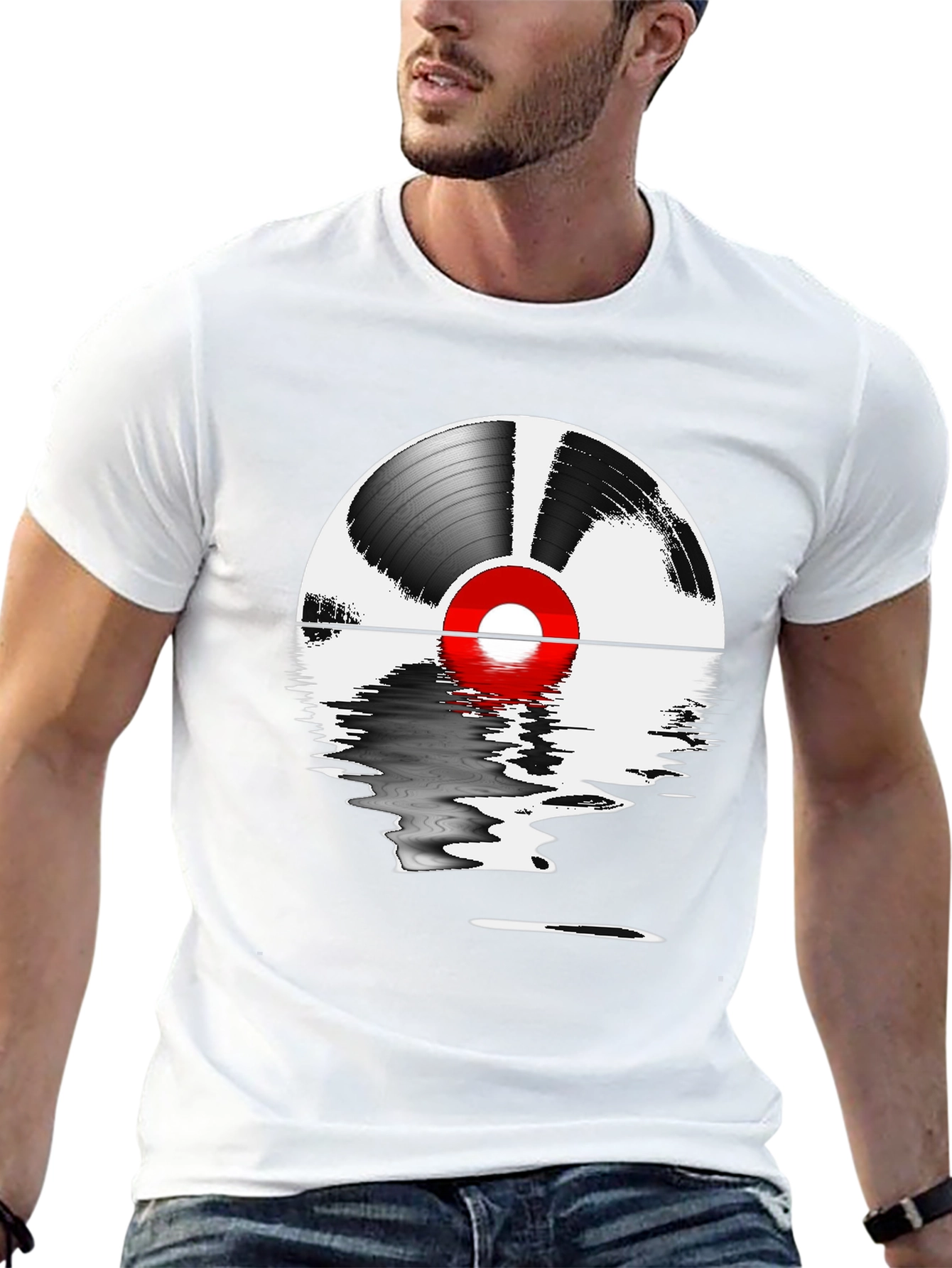 Vinyl Record Reflection Graphic Tee