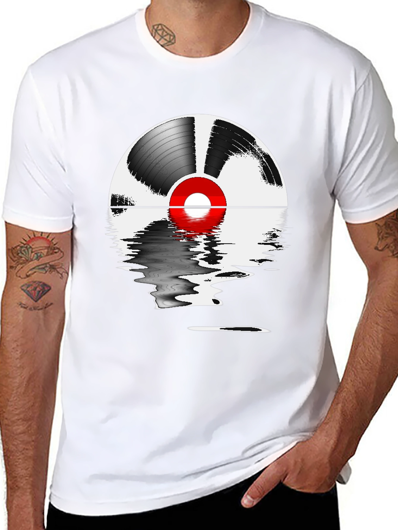 Vinyl Record Reflection Graphic Tee
