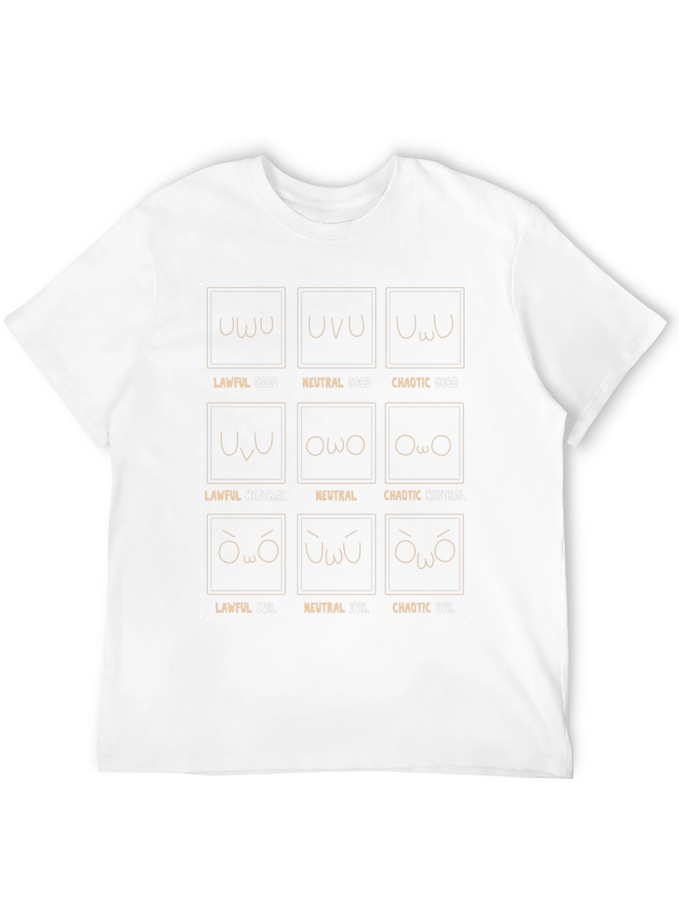 Alignment Chart T-Shirt: Lawful to Chaotic Evil