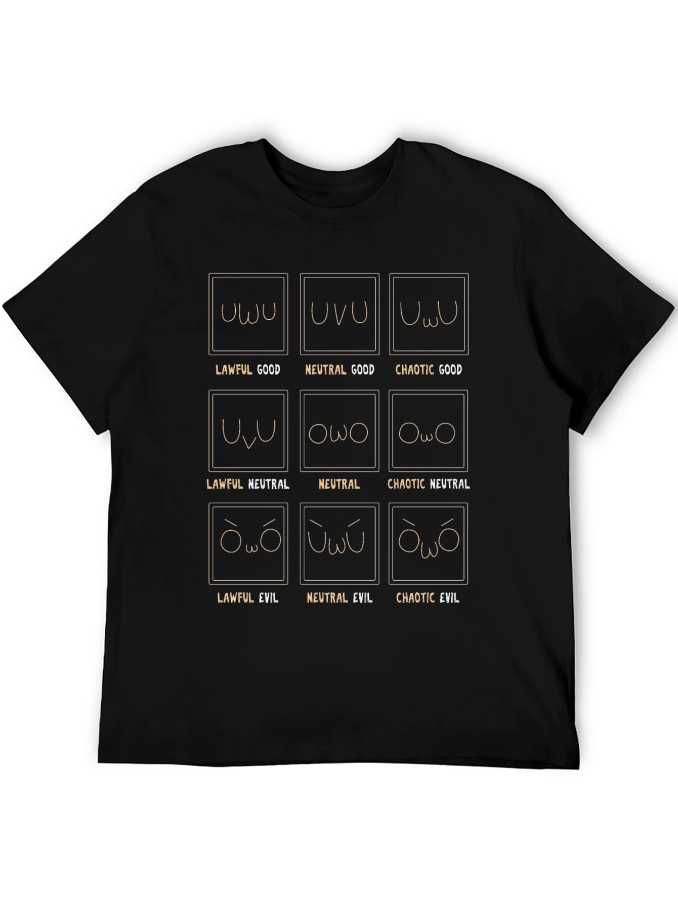 Alignment Chart T-Shirt: Lawful to Chaotic Evil