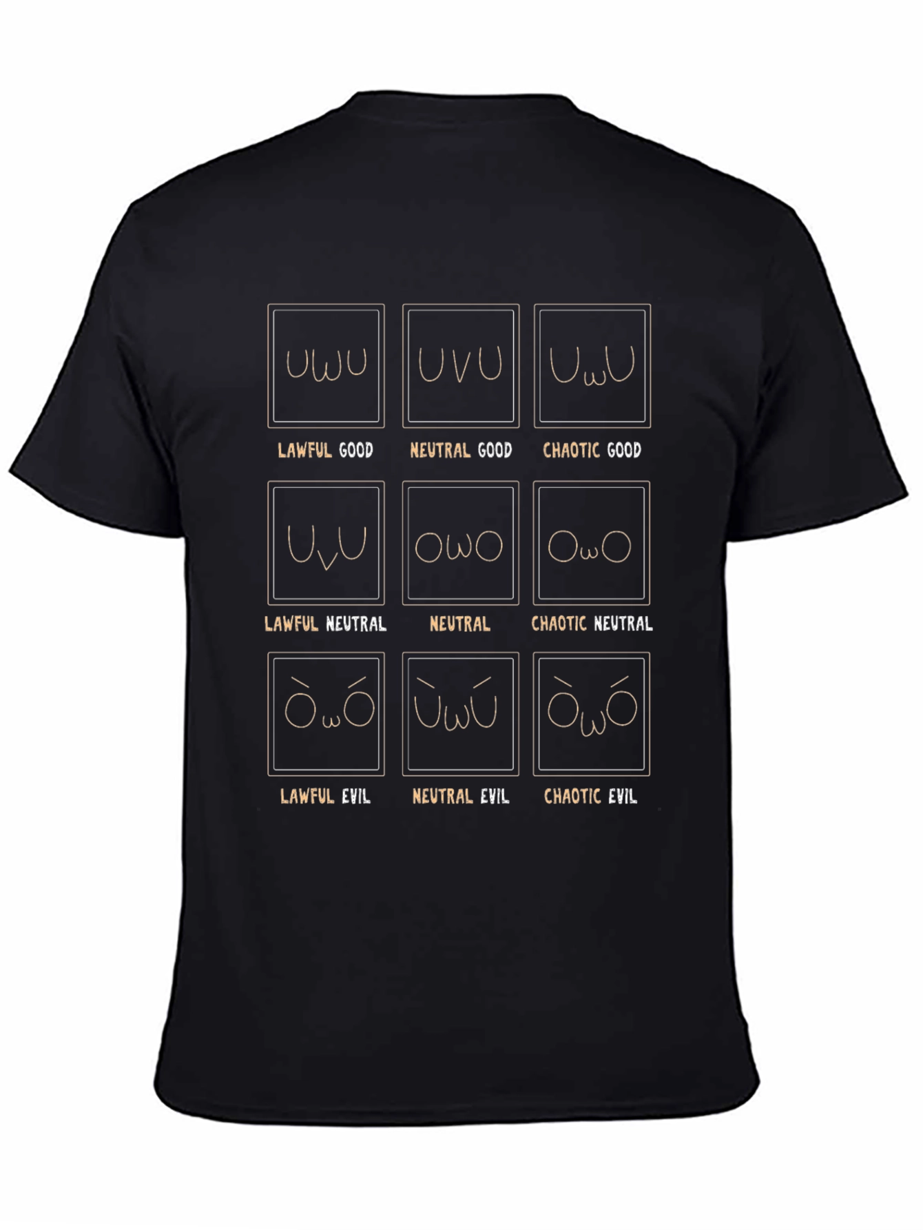 Alignment Chart T-Shirt: Lawful to Chaotic Evil