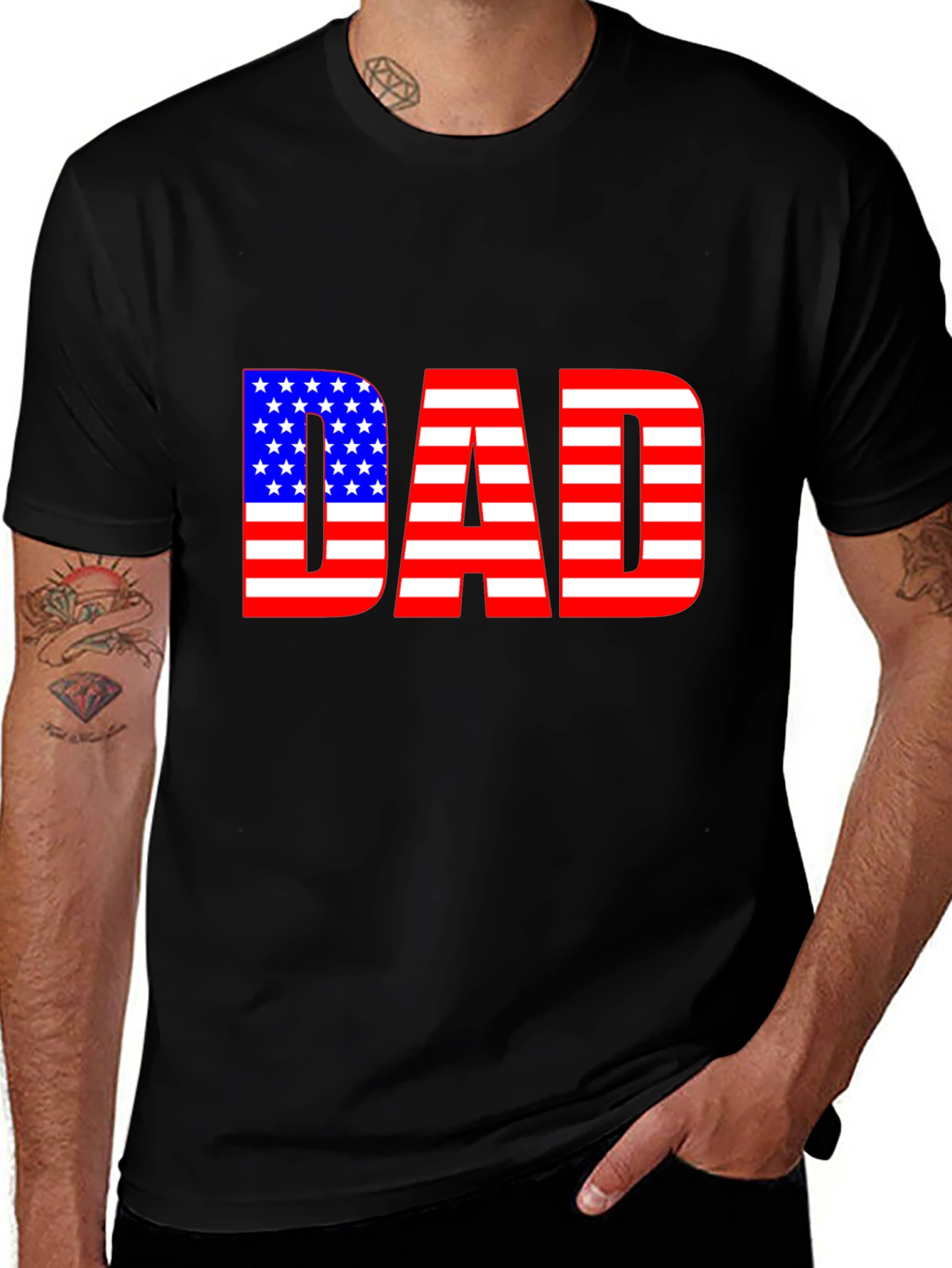 American Flag Dad T-Shirt - Patriotic Fathers Day Gift