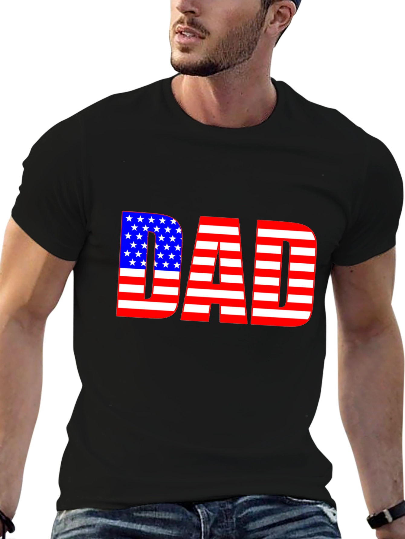 American Flag Dad T-Shirt - Patriotic Fathers Day Gift
