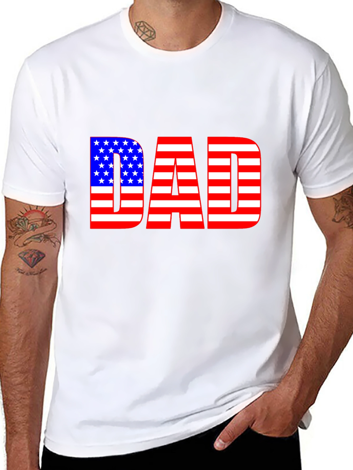 American Flag Dad T-Shirt - Patriotic Fathers Day Gift