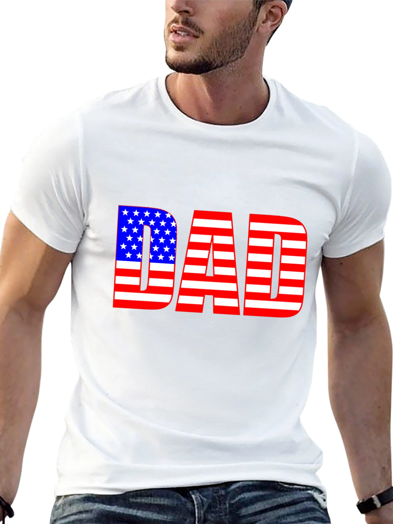 American Flag Dad T-Shirt - Patriotic Fathers Day Gift