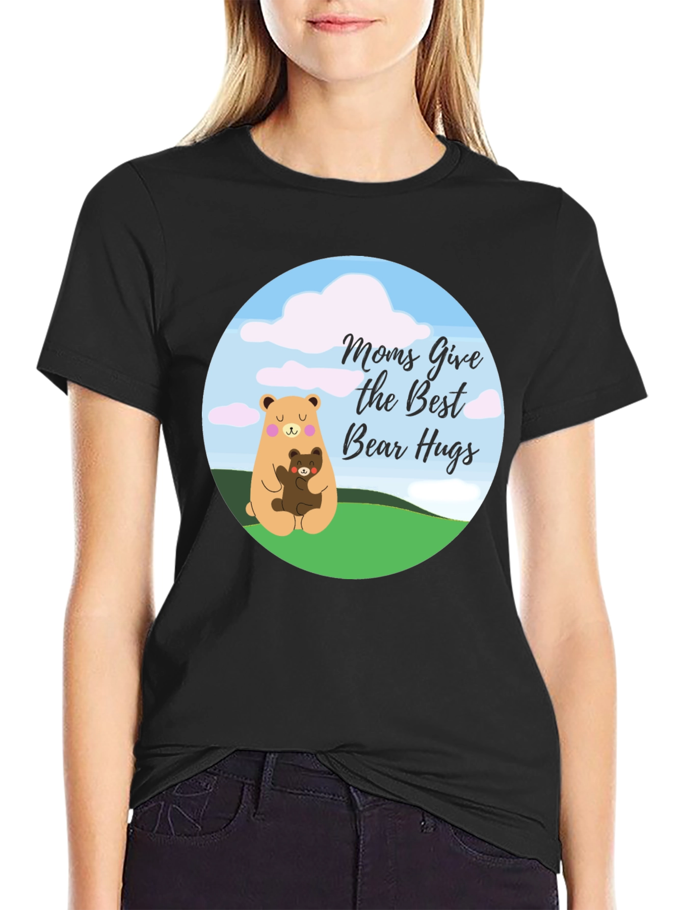 Moms Give the Best Bear Hugs Black T-Shirt