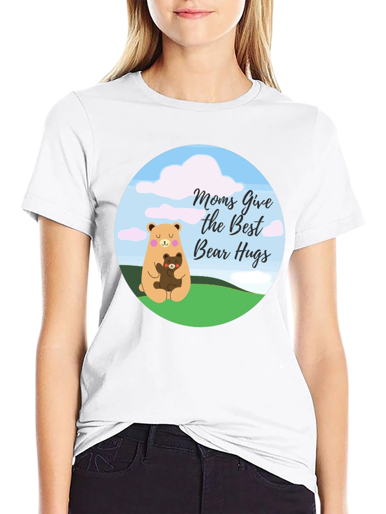 Moms Give the Best Bear Hugs Black T-Shirt