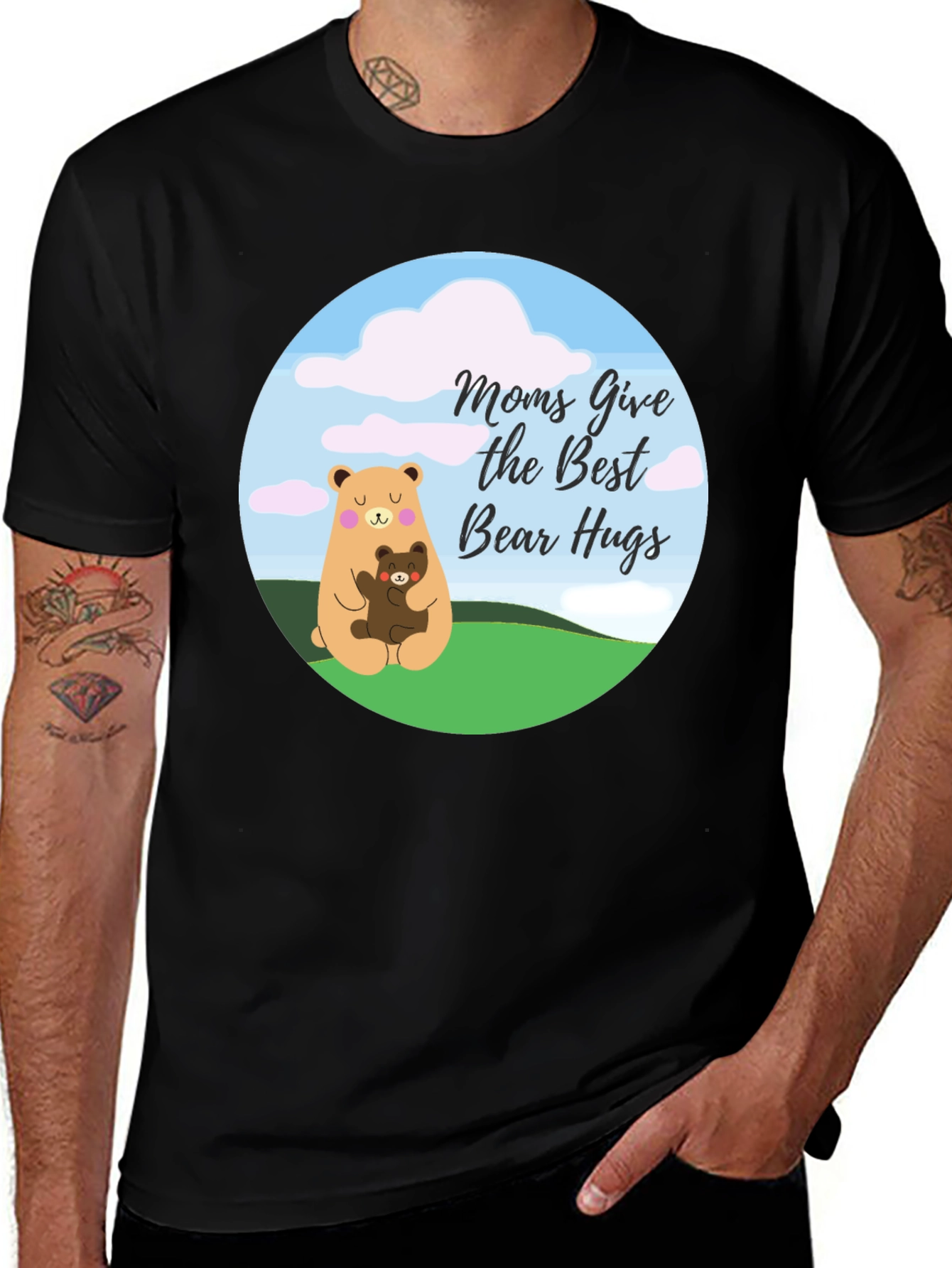 Moms Give the Best Bear Hugs Black T-Shirt
