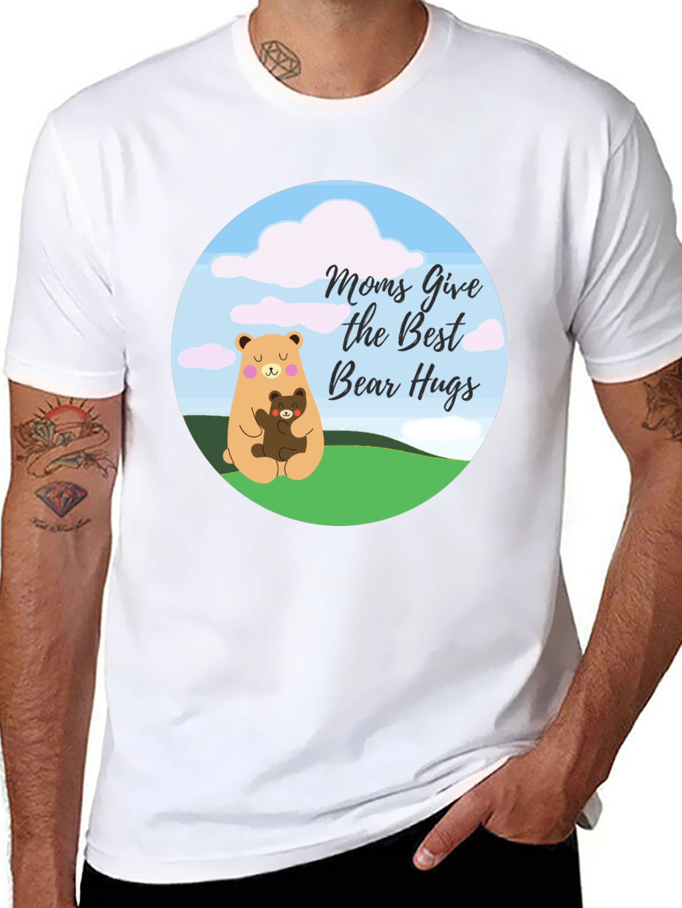 Moms Give the Best Bear Hugs Black T-Shirt