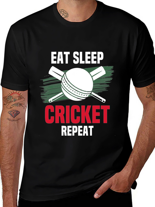 Eat Sleep Cricket Repeat Graphic Tee