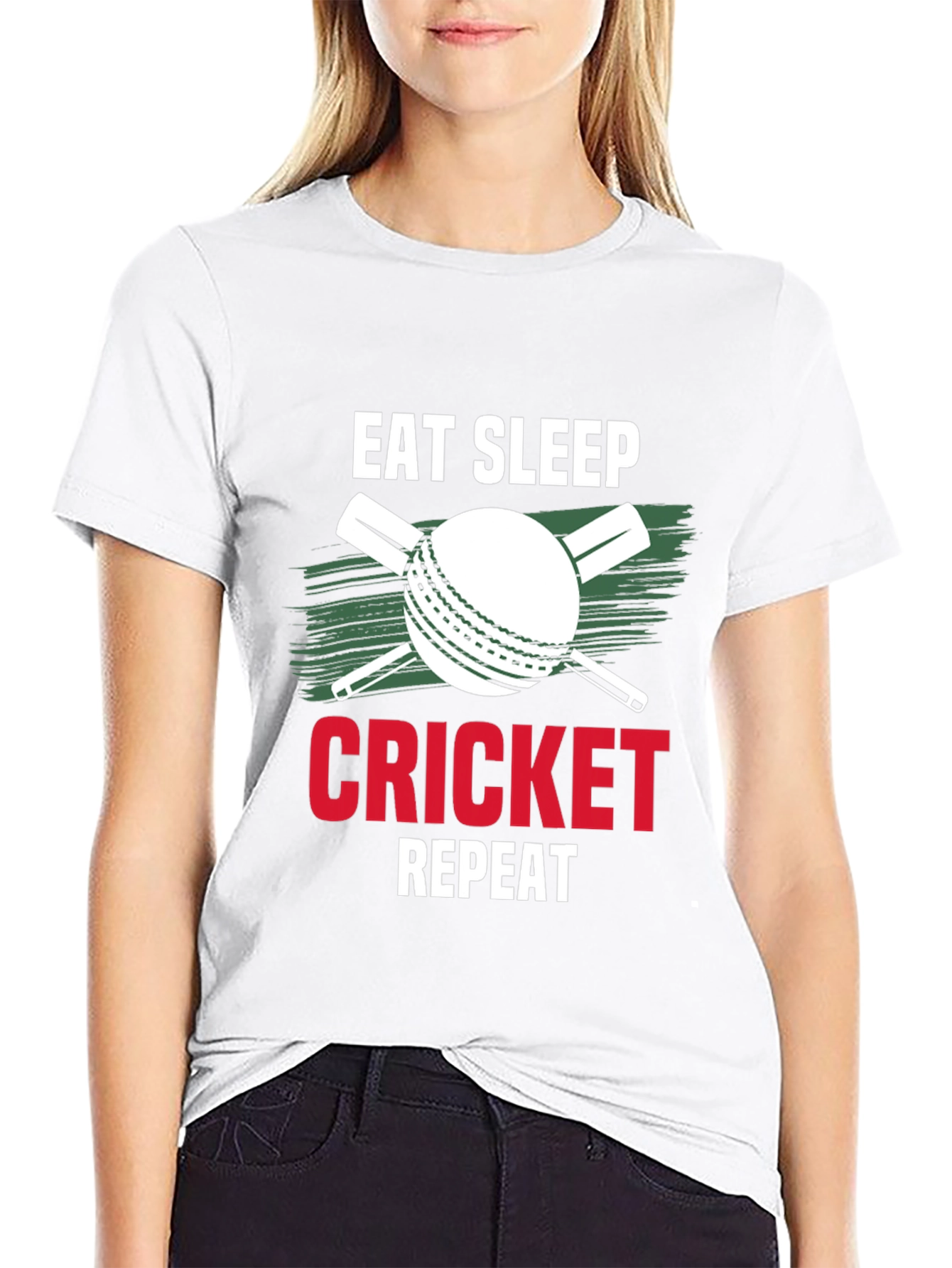 Eat Sleep Cricket Repeat Graphic Tee