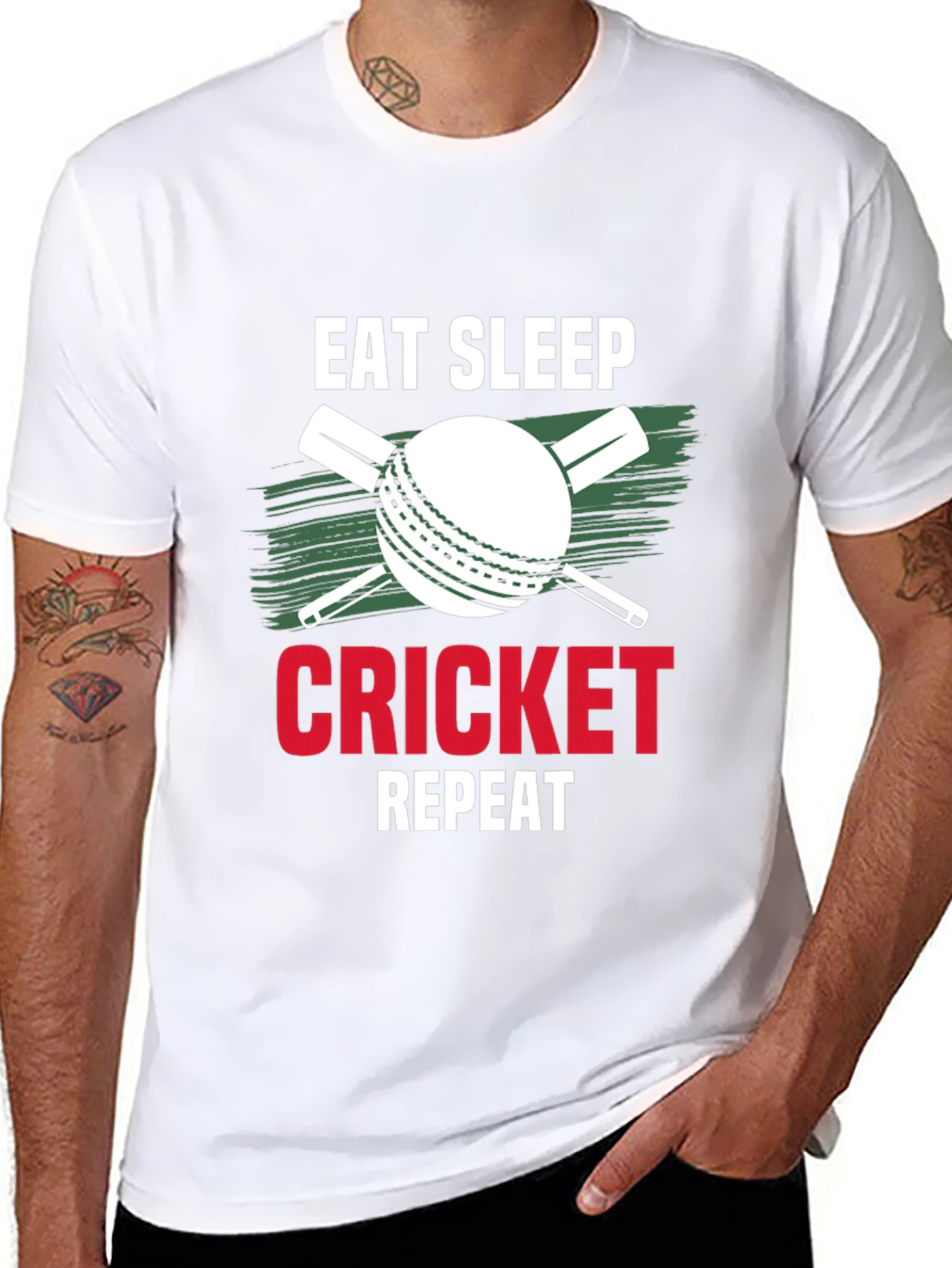 Eat Sleep Cricket Repeat Graphic Tee
