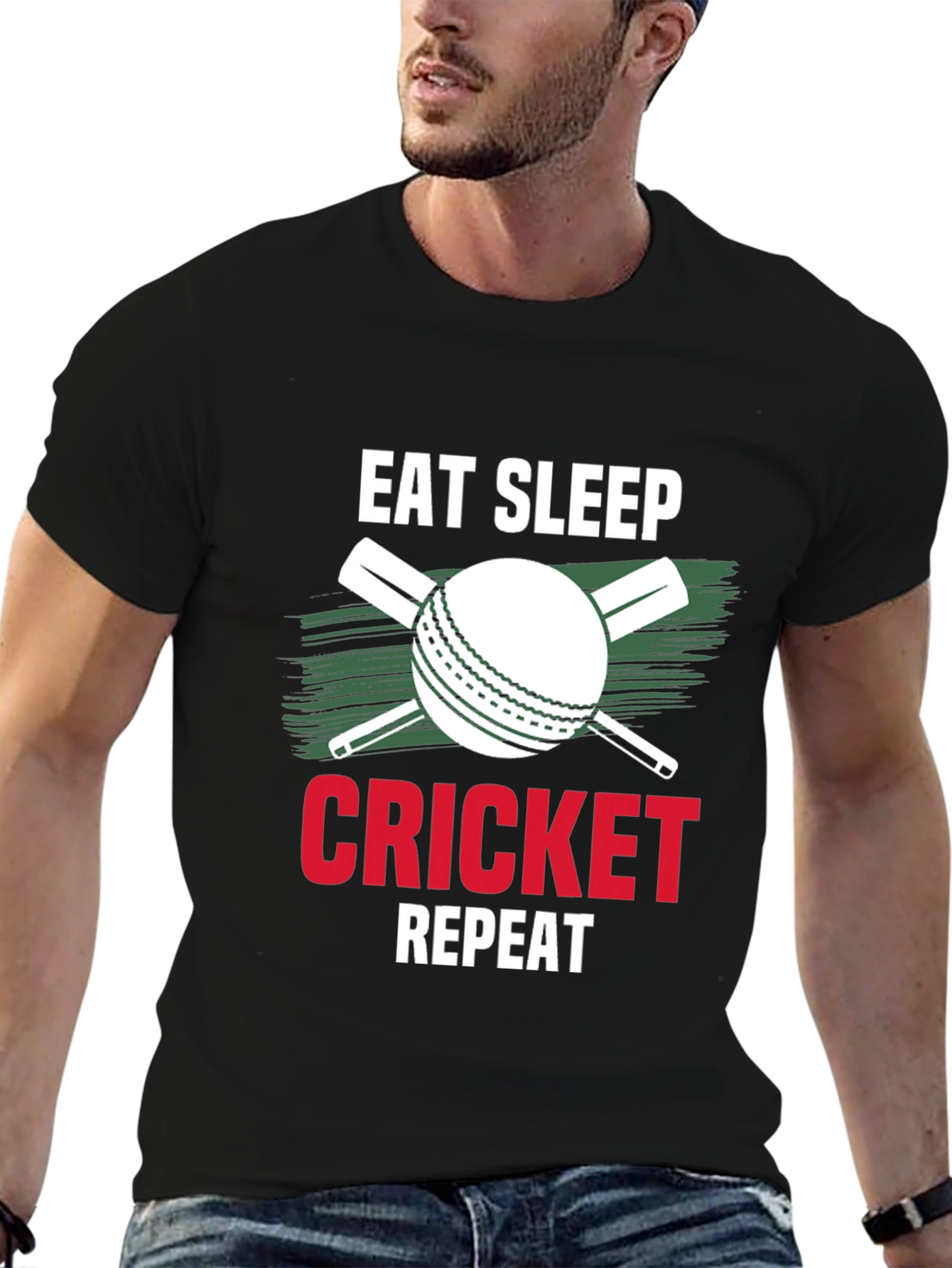 Eat Sleep Cricket Repeat Graphic Tee