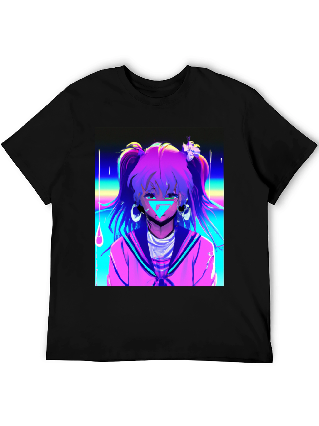 Anime Girl Graphic Black T-Shirt