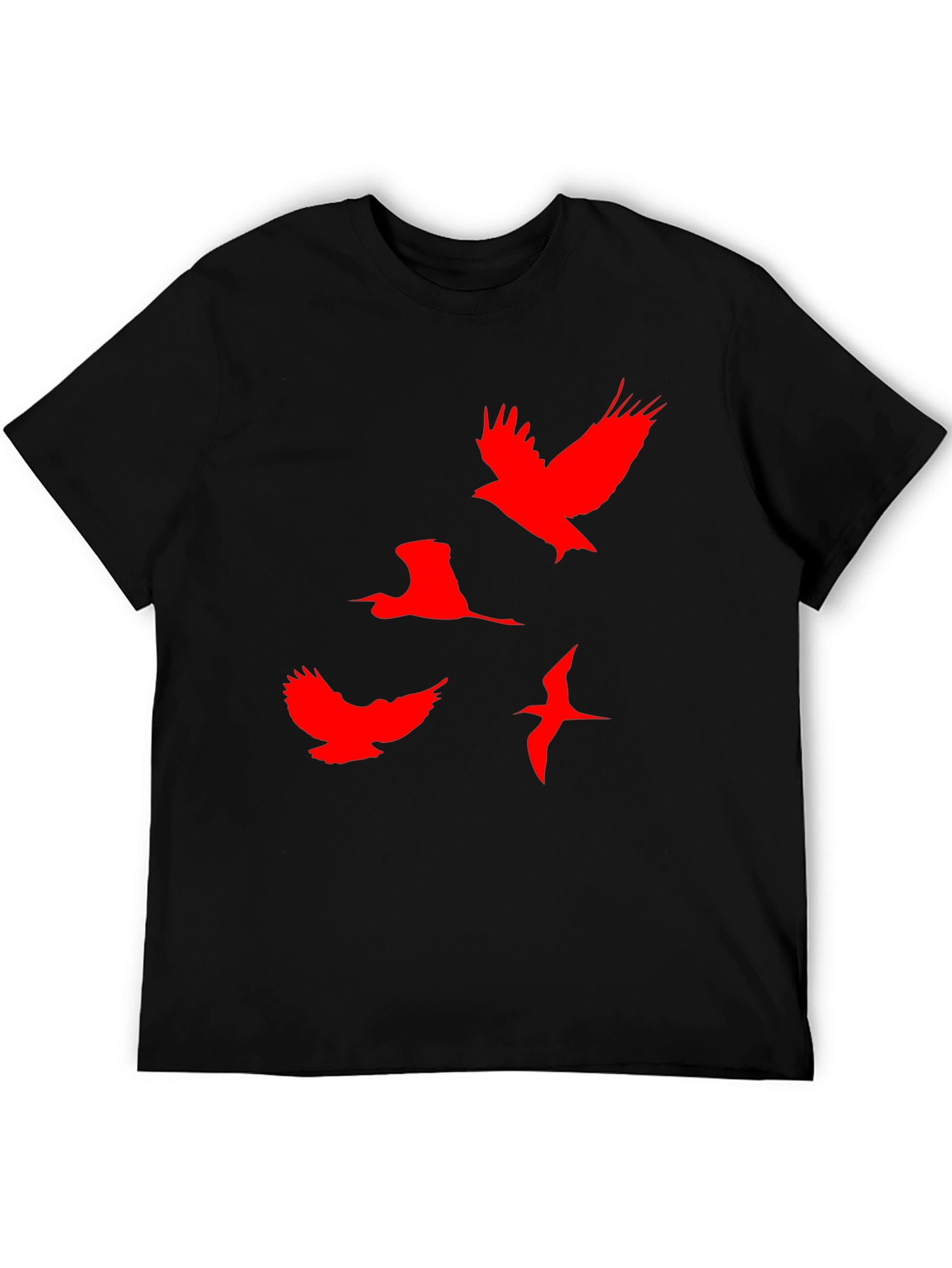 Red Birds Graphic Black T-Shirt