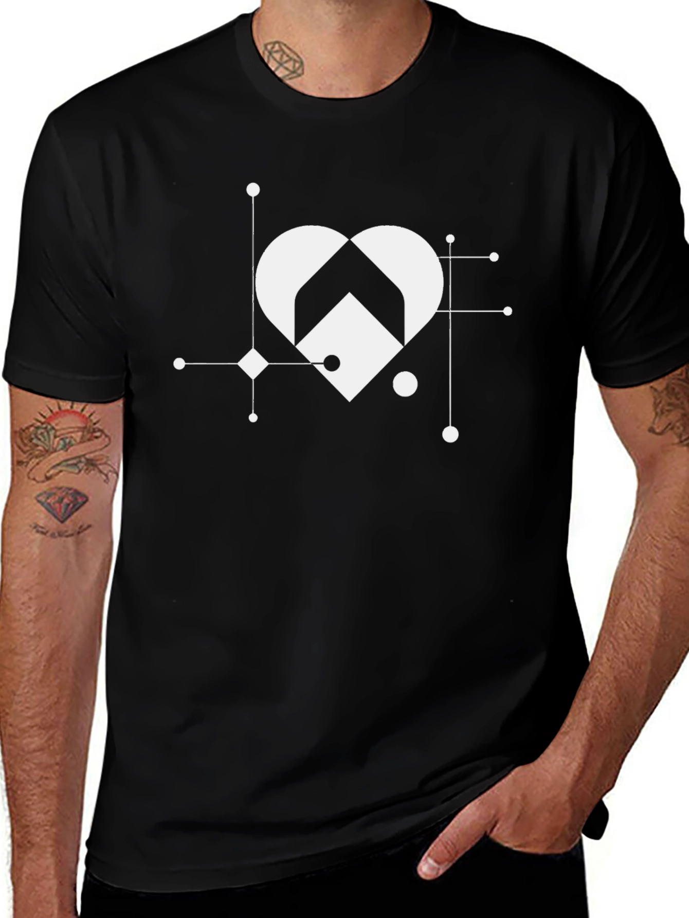 Geometric Heart Graphic T-Shirt - Stylish Casual Wear