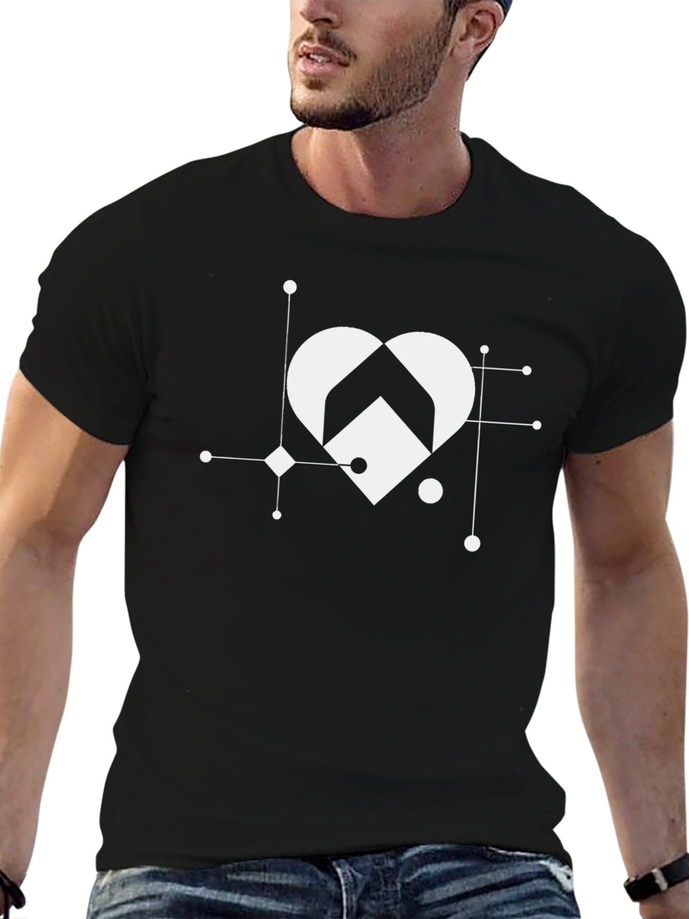 Geometric Heart Graphic T-Shirt - Stylish Casual Wear