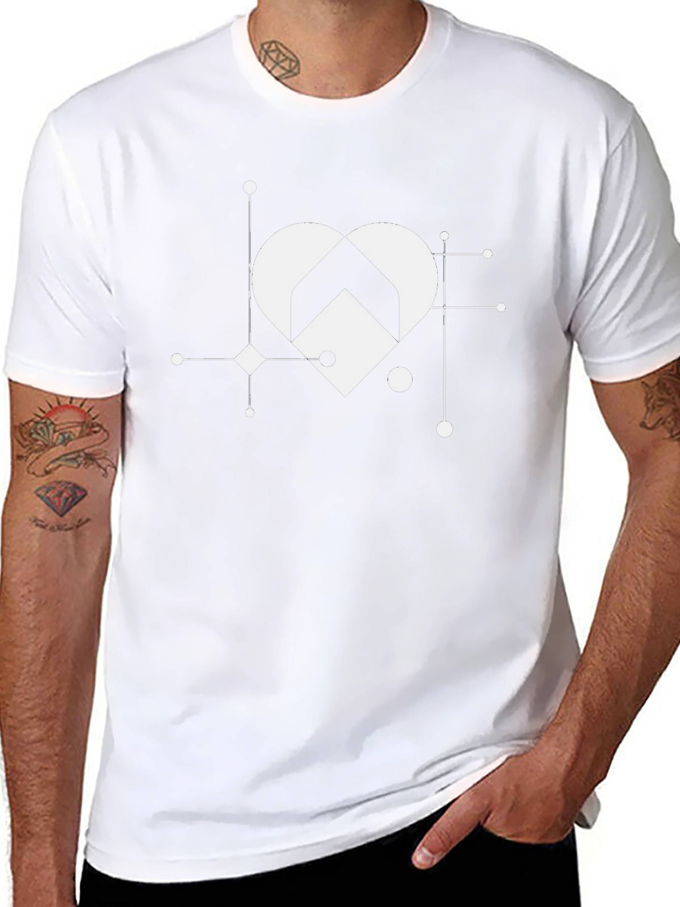 Geometric Heart Graphic T-Shirt - Stylish Casual Wear
