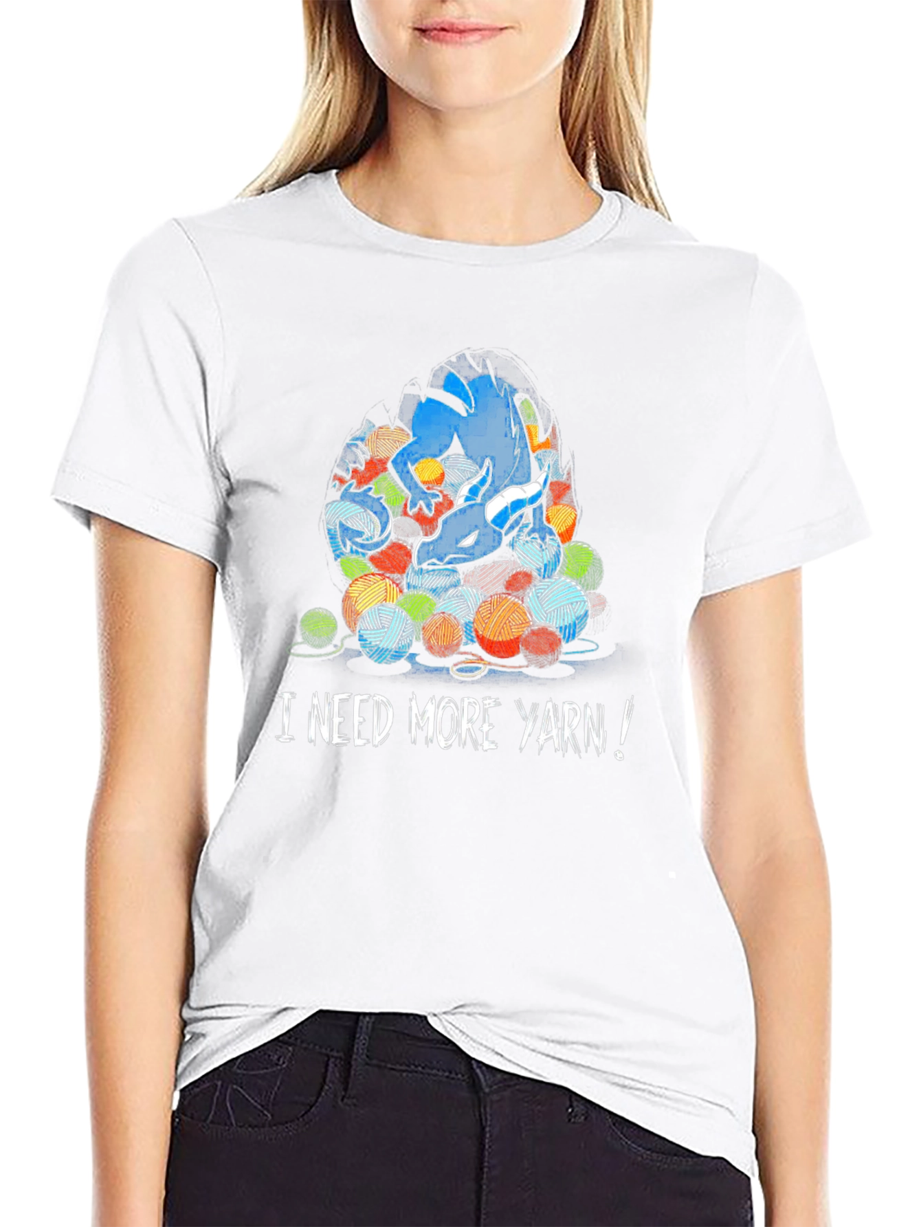 Dragon and Yarn Balls Graphic T-Shirt