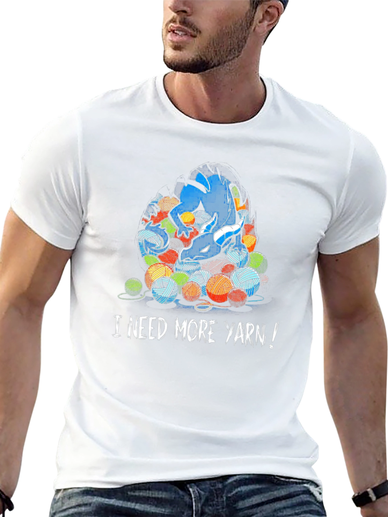 Dragon and Yarn Balls Graphic T-Shirt