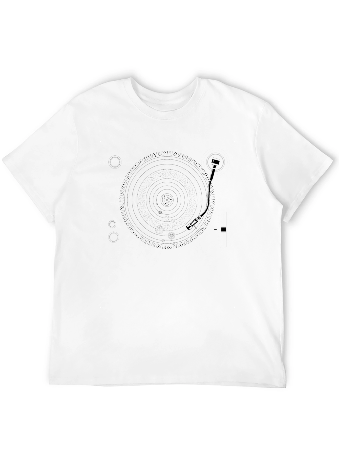 Retro Turntable Graphic Tee - Black Cotton Shirt