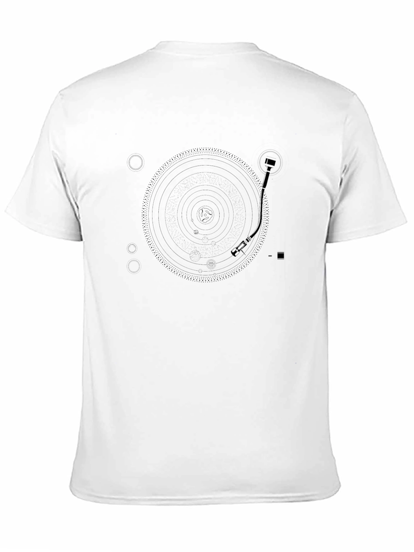 Retro Turntable Graphic Tee - Black Cotton Shirt