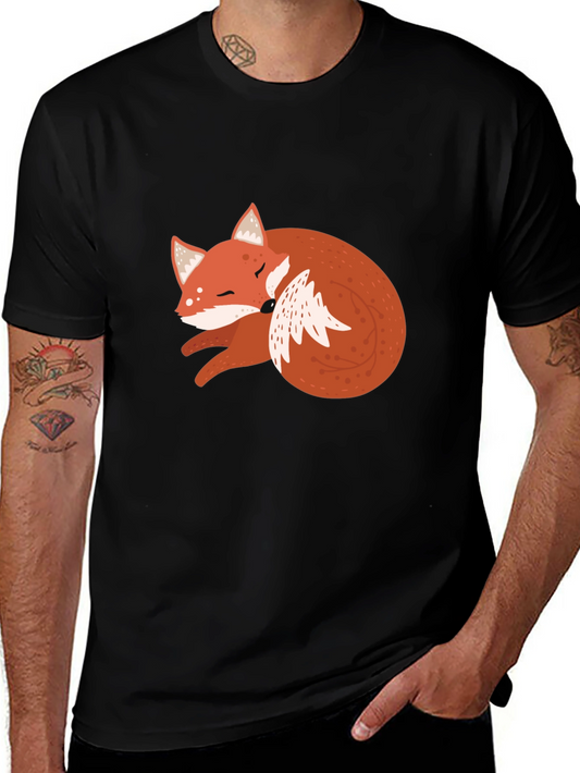 Cute Fox Graphic Tee - Soft Black Cotton T-Shirt
