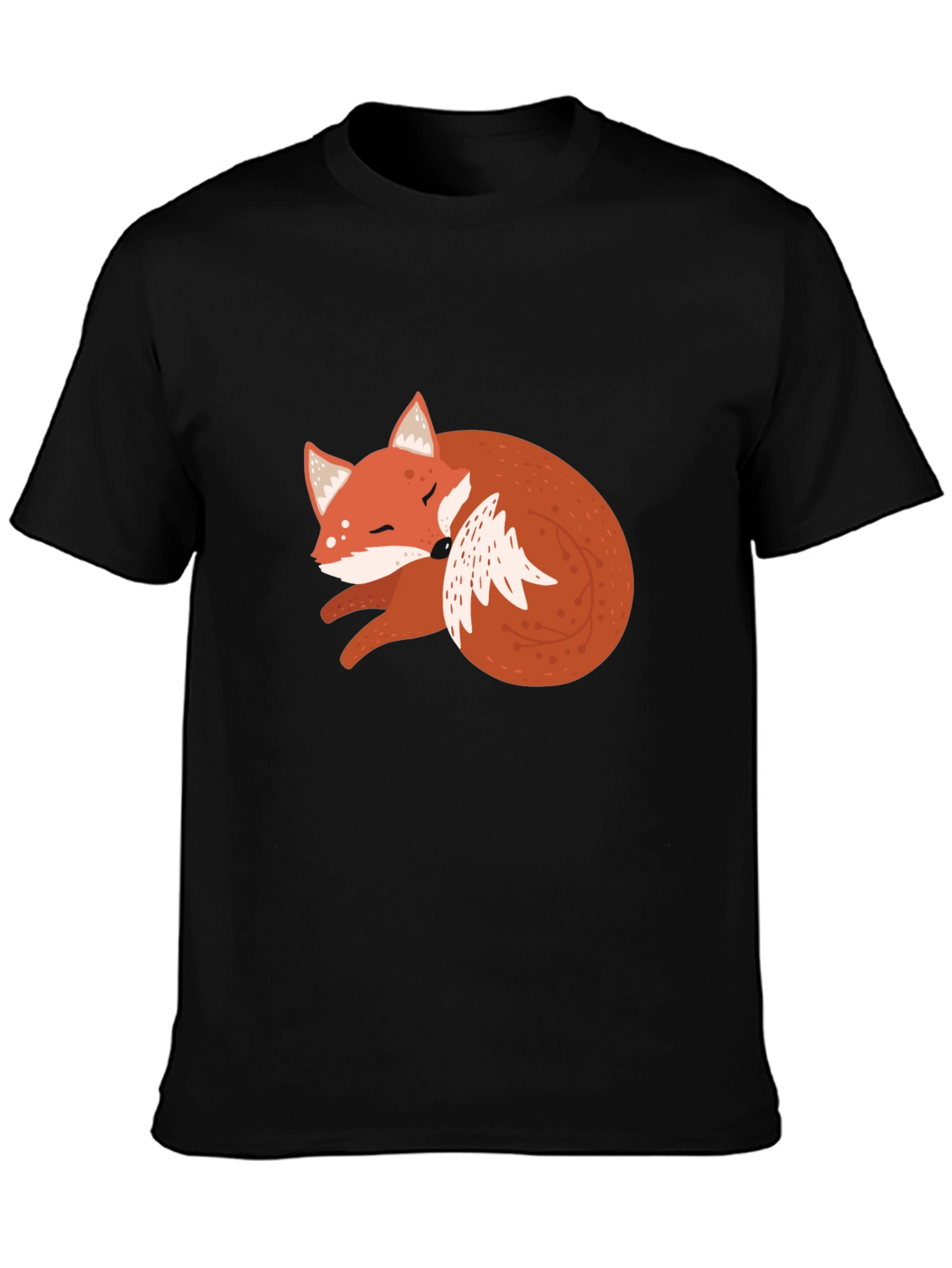 Cute Fox Graphic Tee - Soft Black Cotton T-Shirt