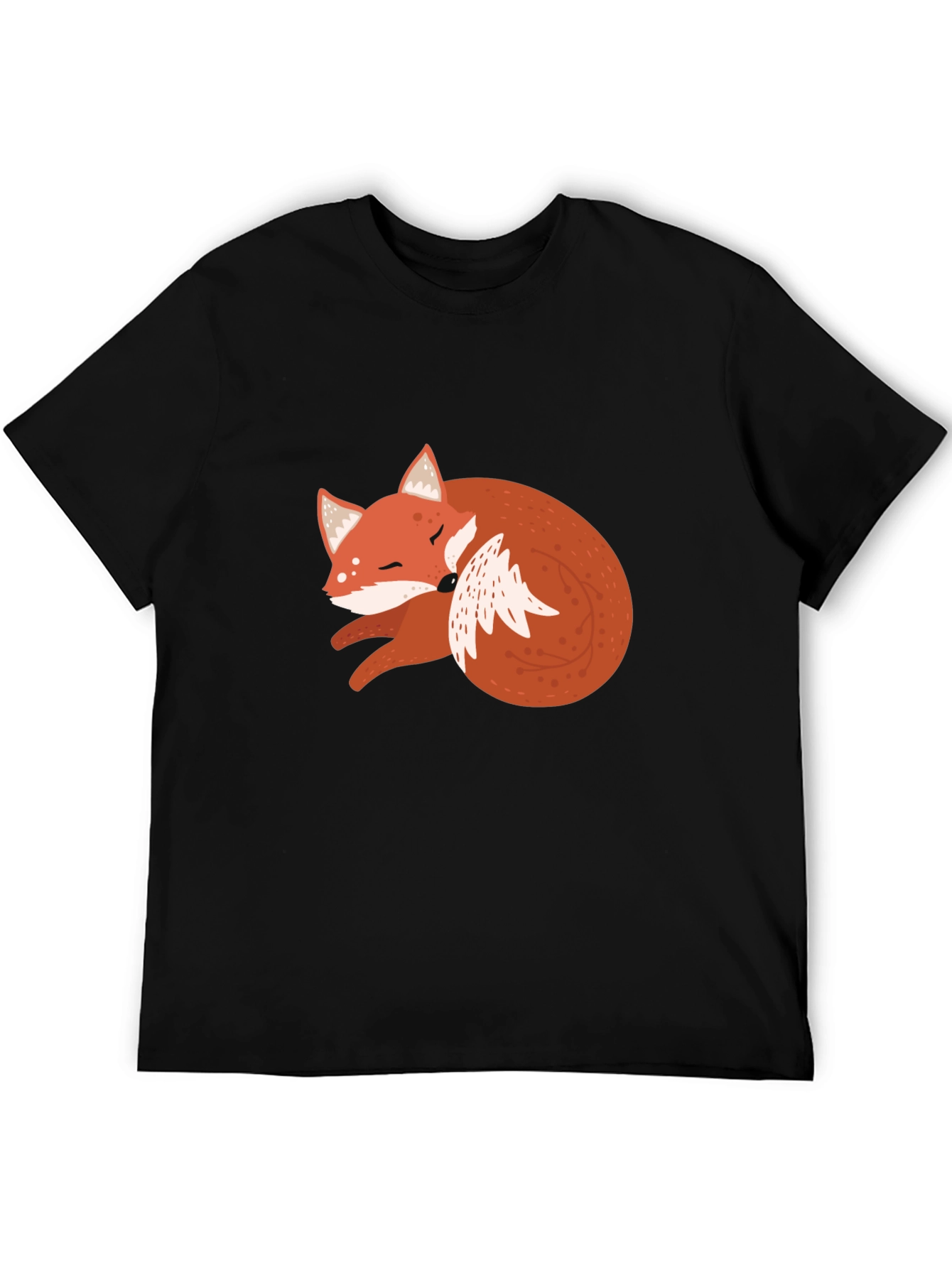 Cute Fox Graphic Tee - Soft Black Cotton T-Shirt