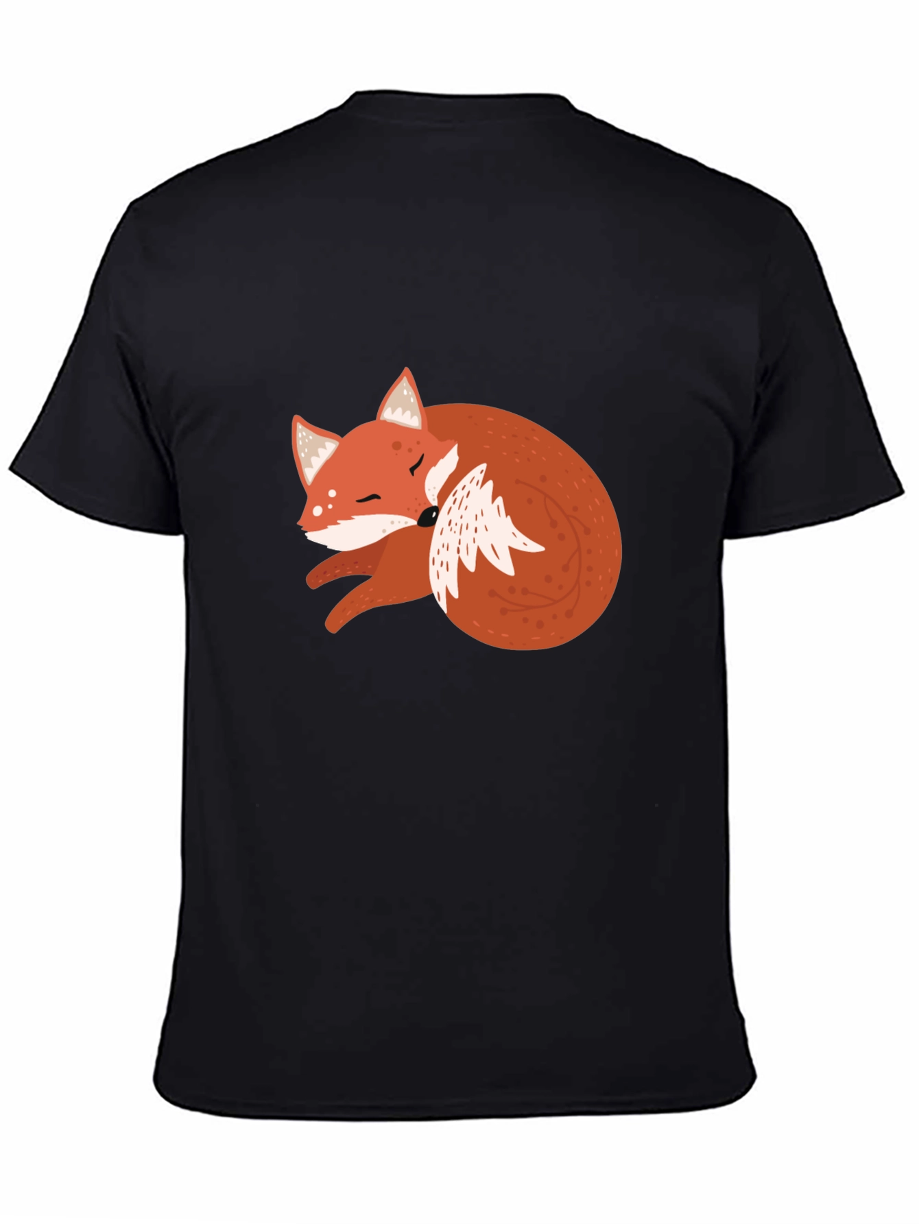 Cute Fox Graphic Tee - Soft Black Cotton T-Shirt