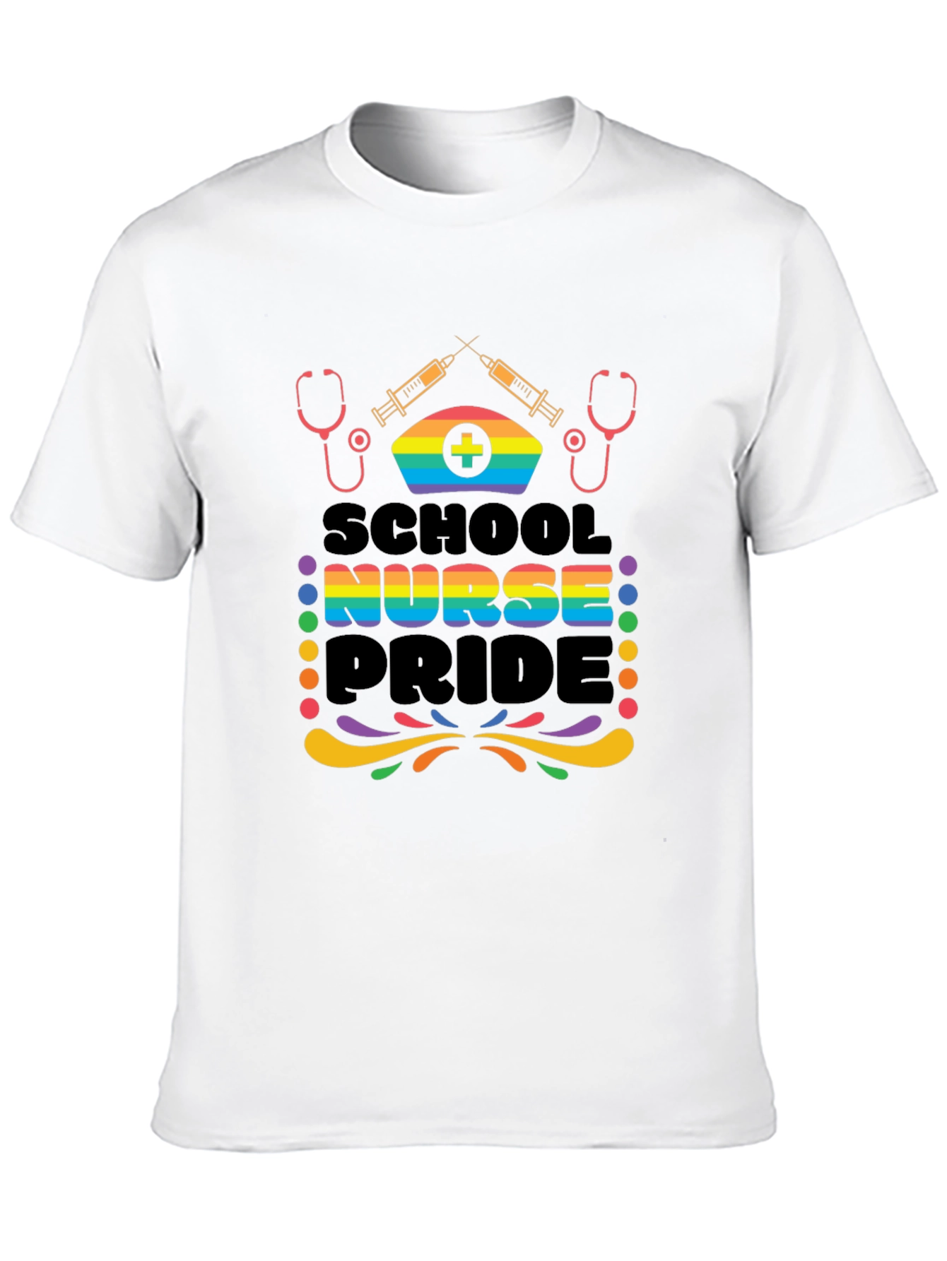 School Nurse Pride T-Shirt - Rainbow Graphic Tee
