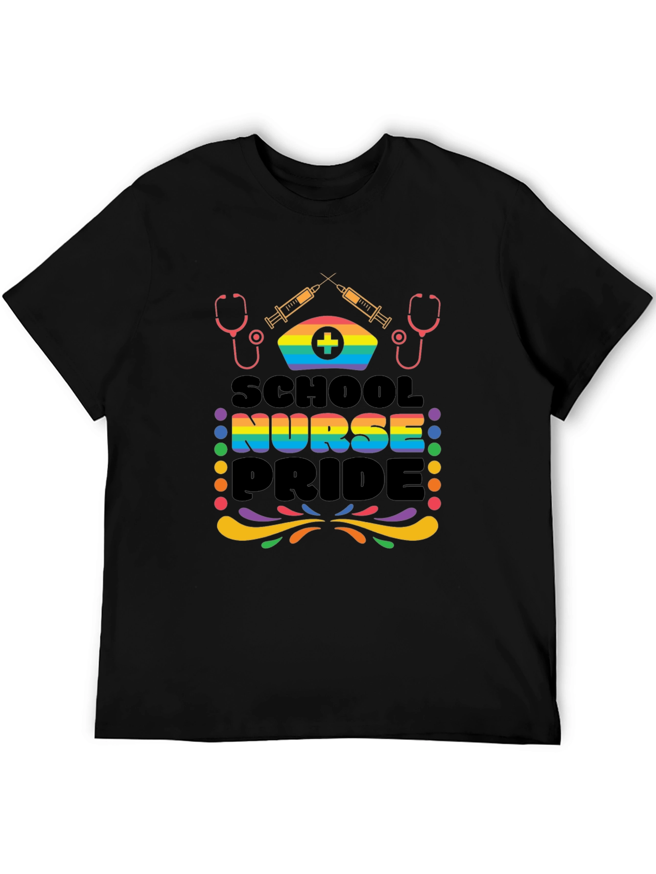 School Nurse Pride T-Shirt - Rainbow Graphic Tee