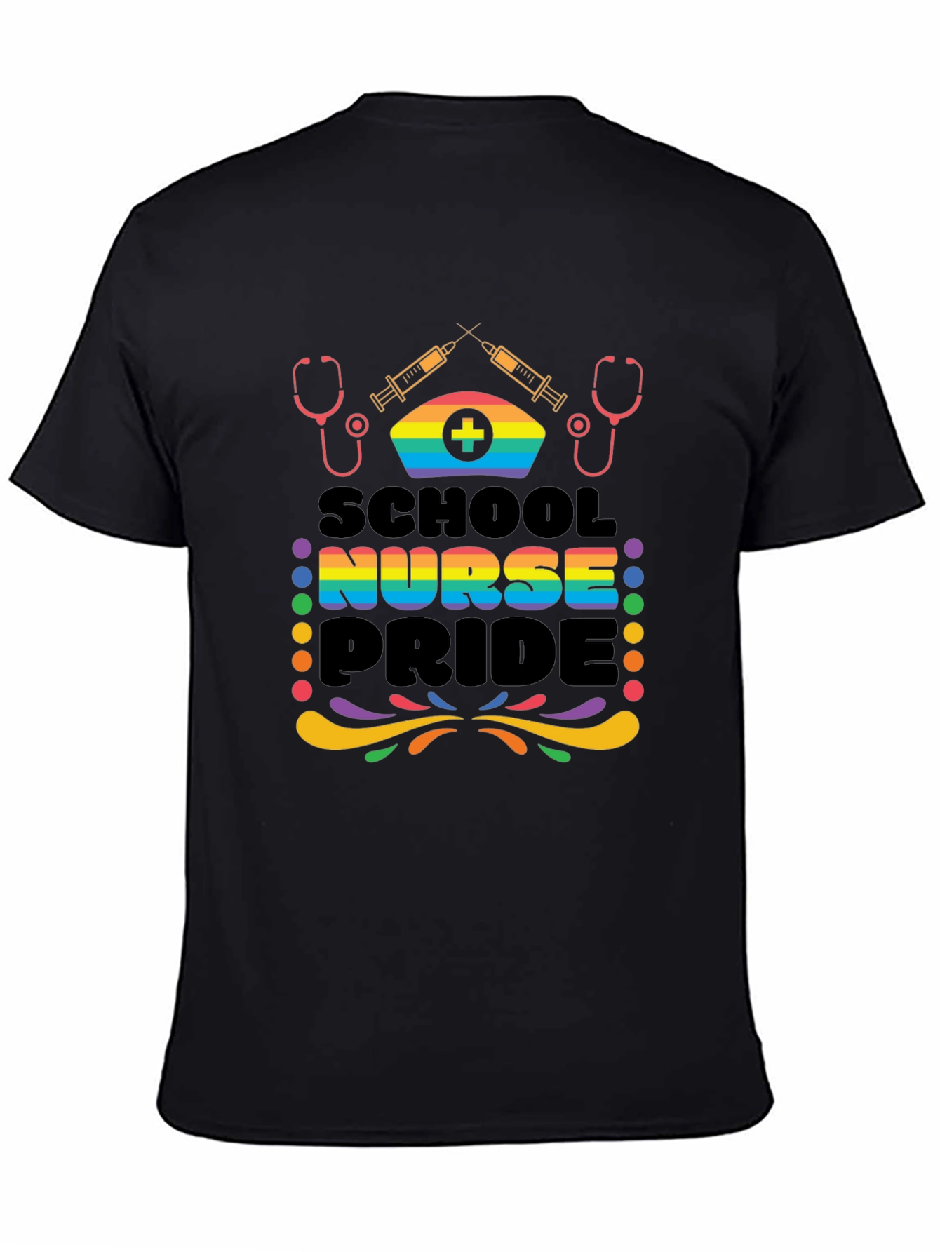 School Nurse Pride T-Shirt - Rainbow Graphic Tee