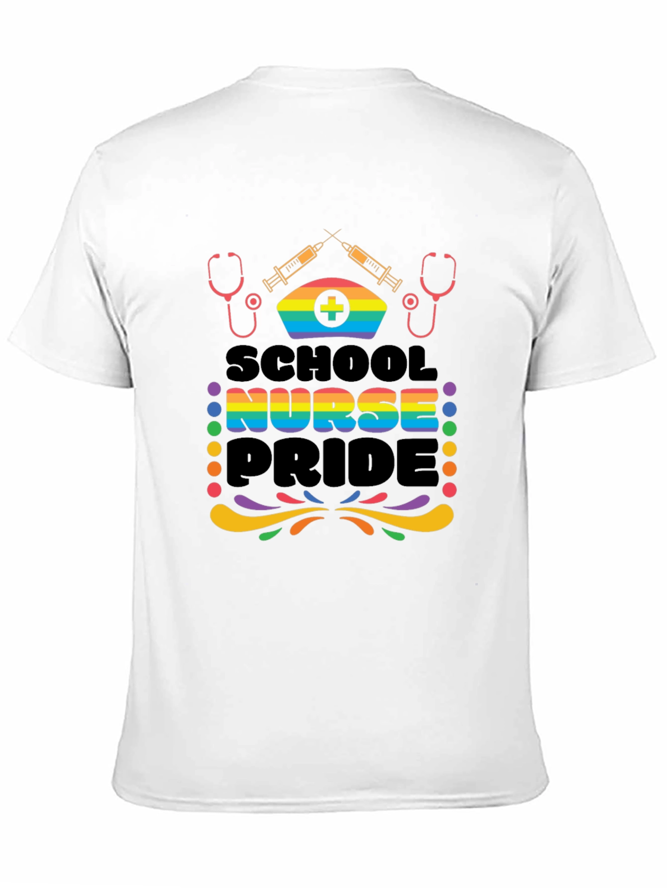 School Nurse Pride T-Shirt - Rainbow Graphic Tee