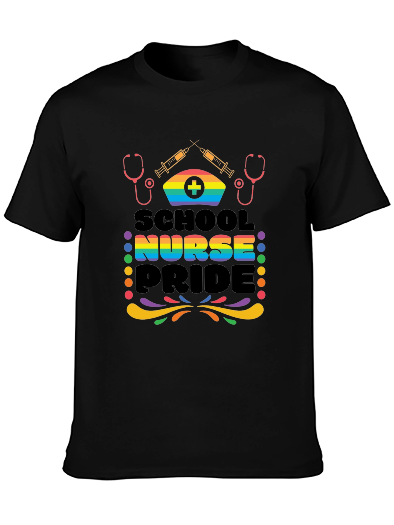 School Nurse Pride T-Shirt - Rainbow Graphic Tee