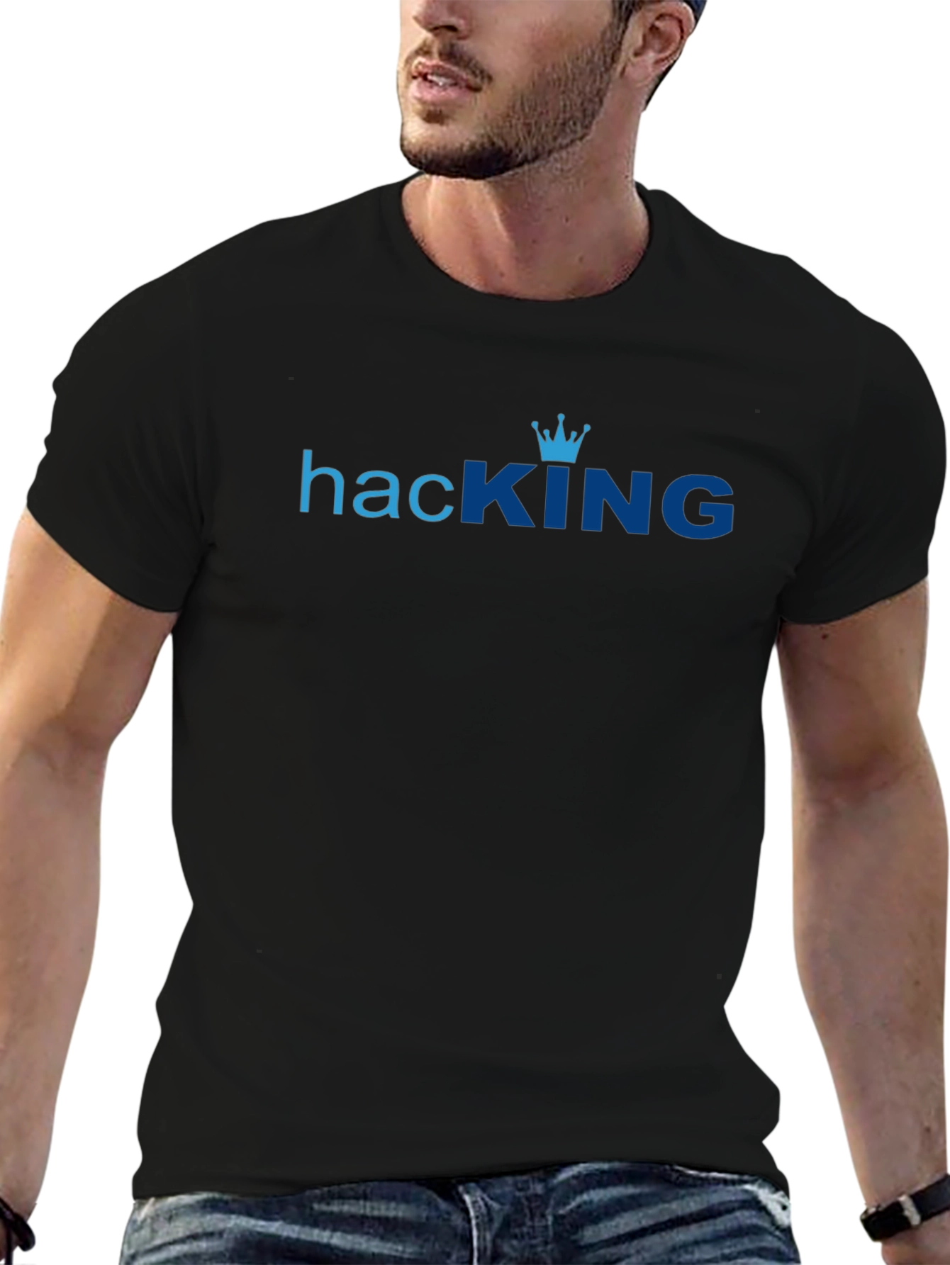 Hacking King Graphic Black T-Shirt