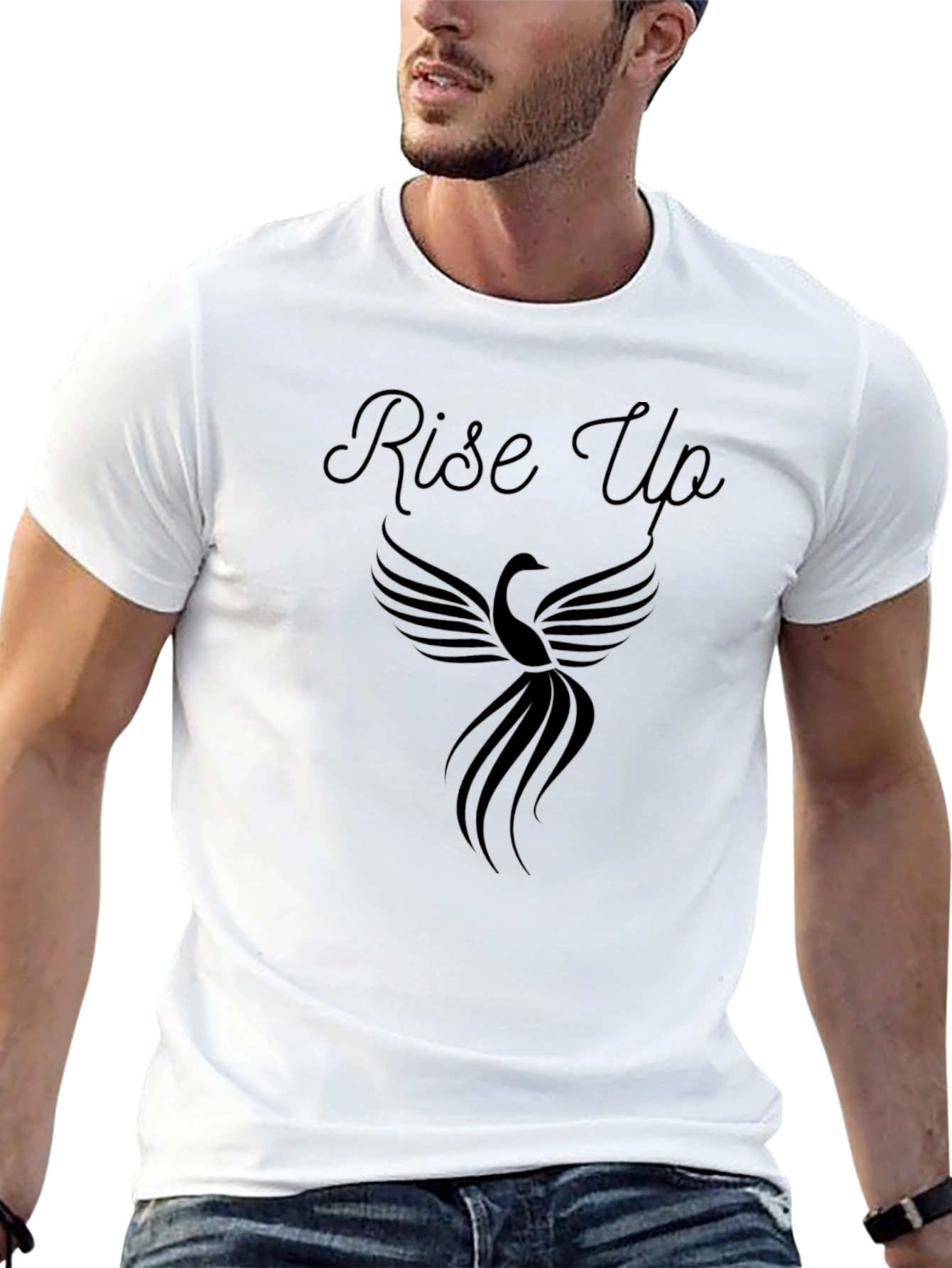 Rise Up Graphic Tee - Phoenix Design Black T-Shirt